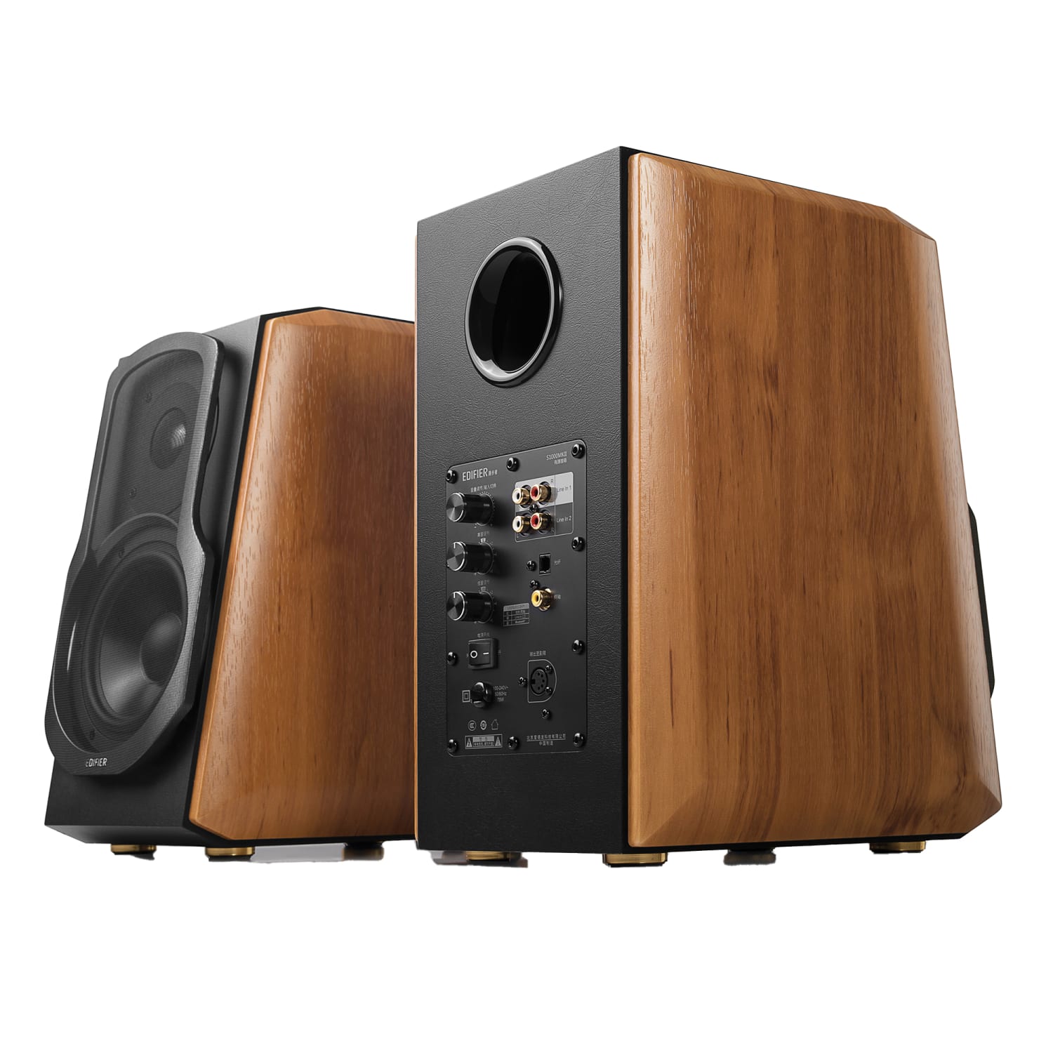Edifier S1000MKII 5.5in 120-Watt RMS Amplified Bluetooth Bookshelf Speaker System With Remote, Brown - Image 5