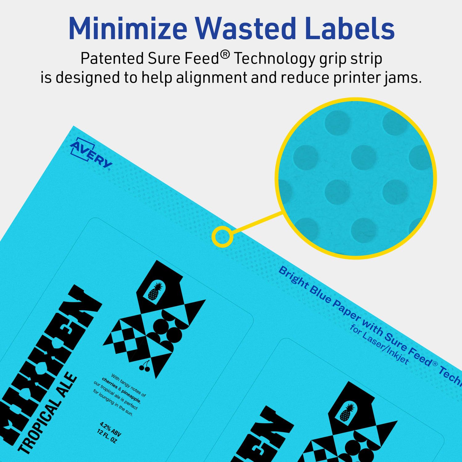 Avery Print-To-The-Edge Labels With Sure Feed Technology, 94252-BBP40, Rectangle, 4in x 3in, Matte Bright Blue, Pack of 160 - Image 5