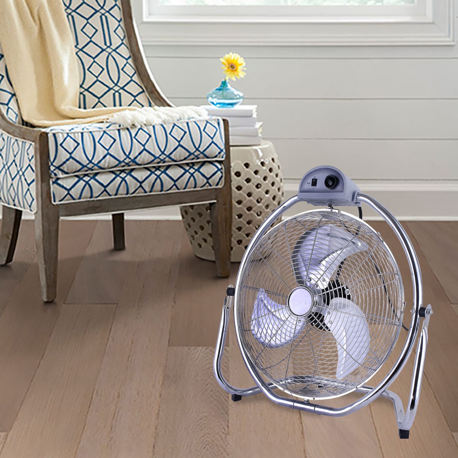 Optimus 20in Grade Oscillating High-Velocity Fan With Chrome Grill, 26in x 20in - Image 4
