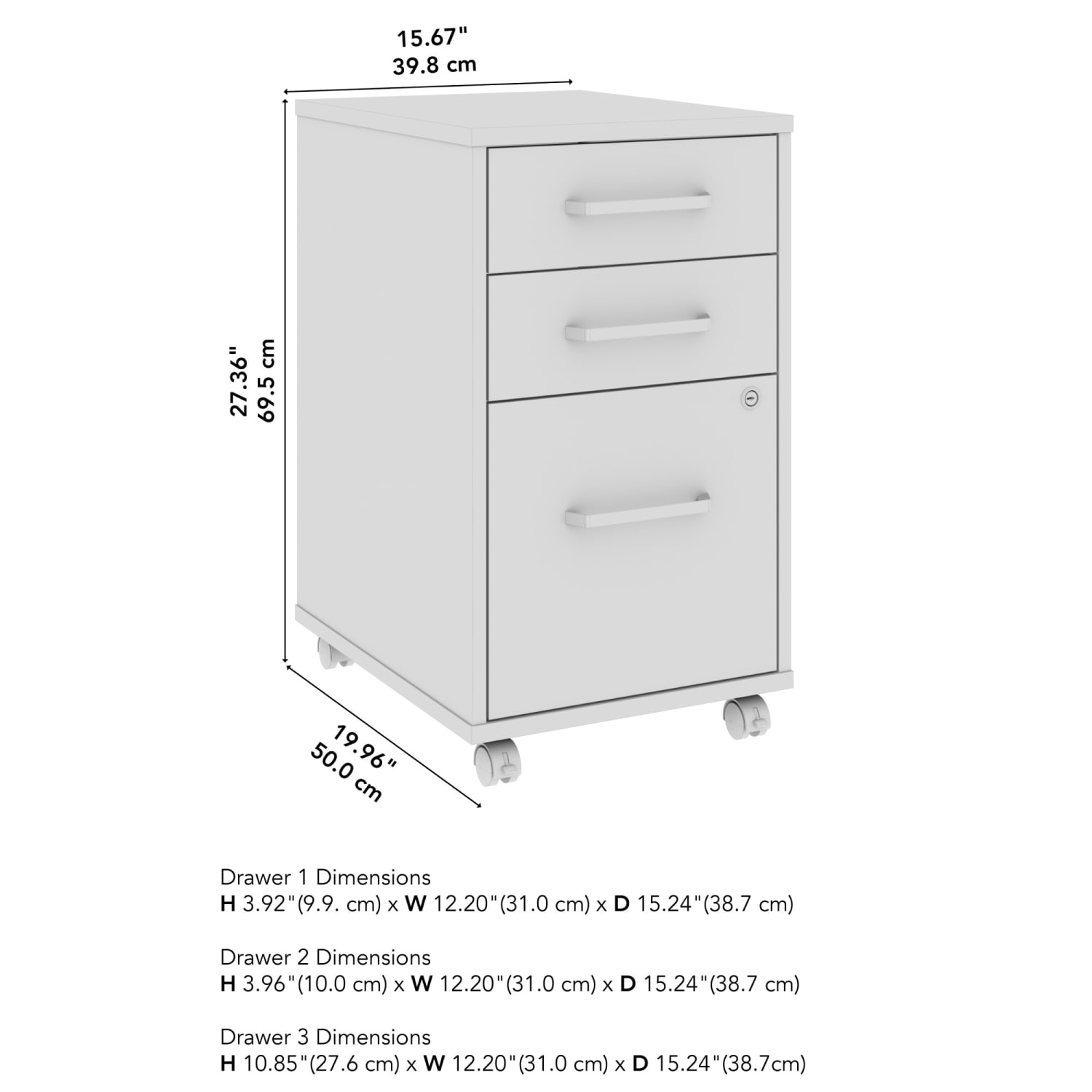 WorkPro Motiva 16inW 3-Drawer Rolling File Cabinet, Modern Hickory, Standard Delivery - Image 5
