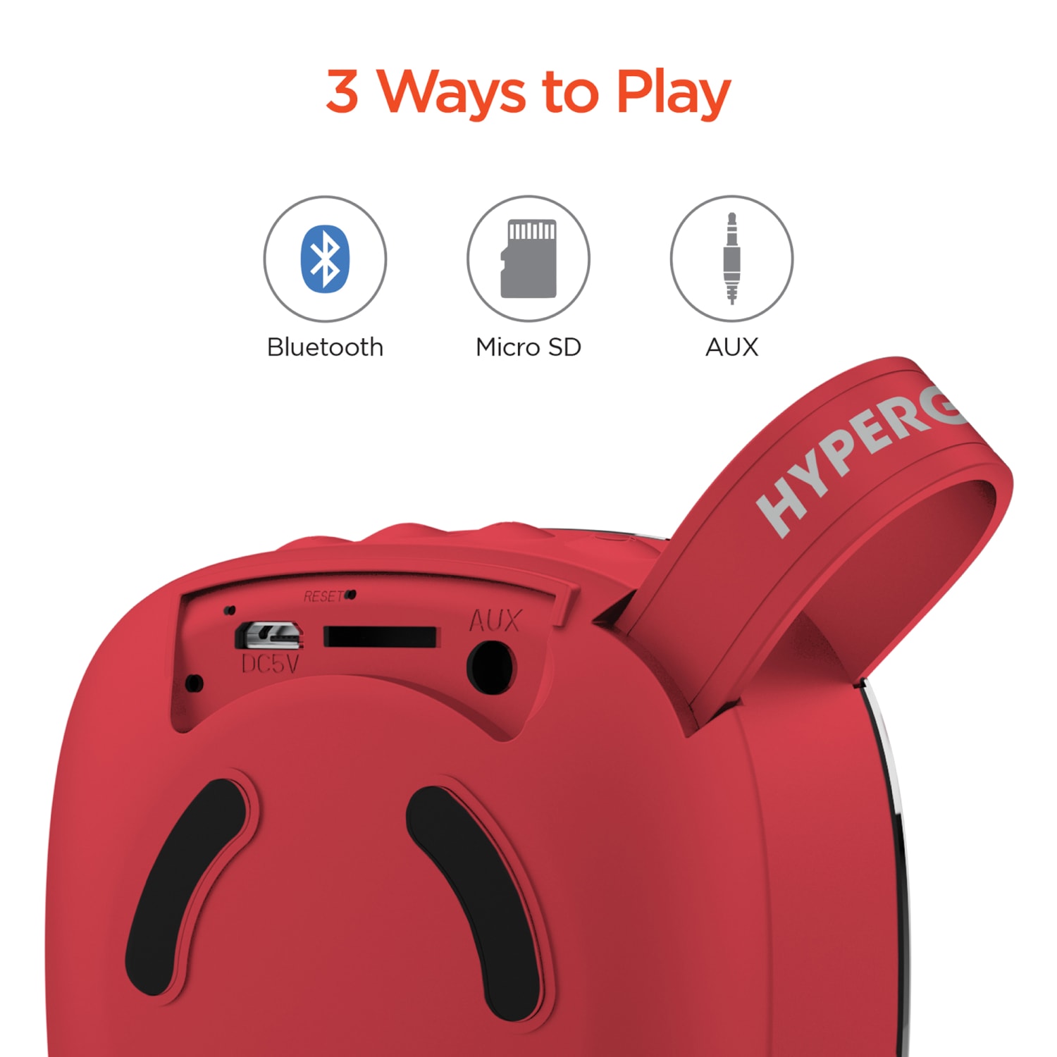 HyperGear Fabrix Mini 3-Watt Portable Bluetooth Rechargeable Speaker With Microphone, 15712, Red - Image 5