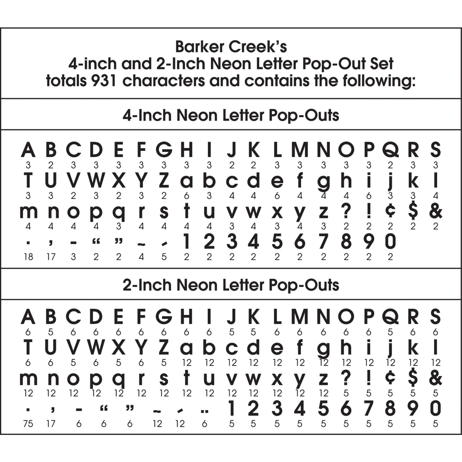 Barker Creek Letter Pop-Outs Sets, Neon, Pack Of 2 - Image 5