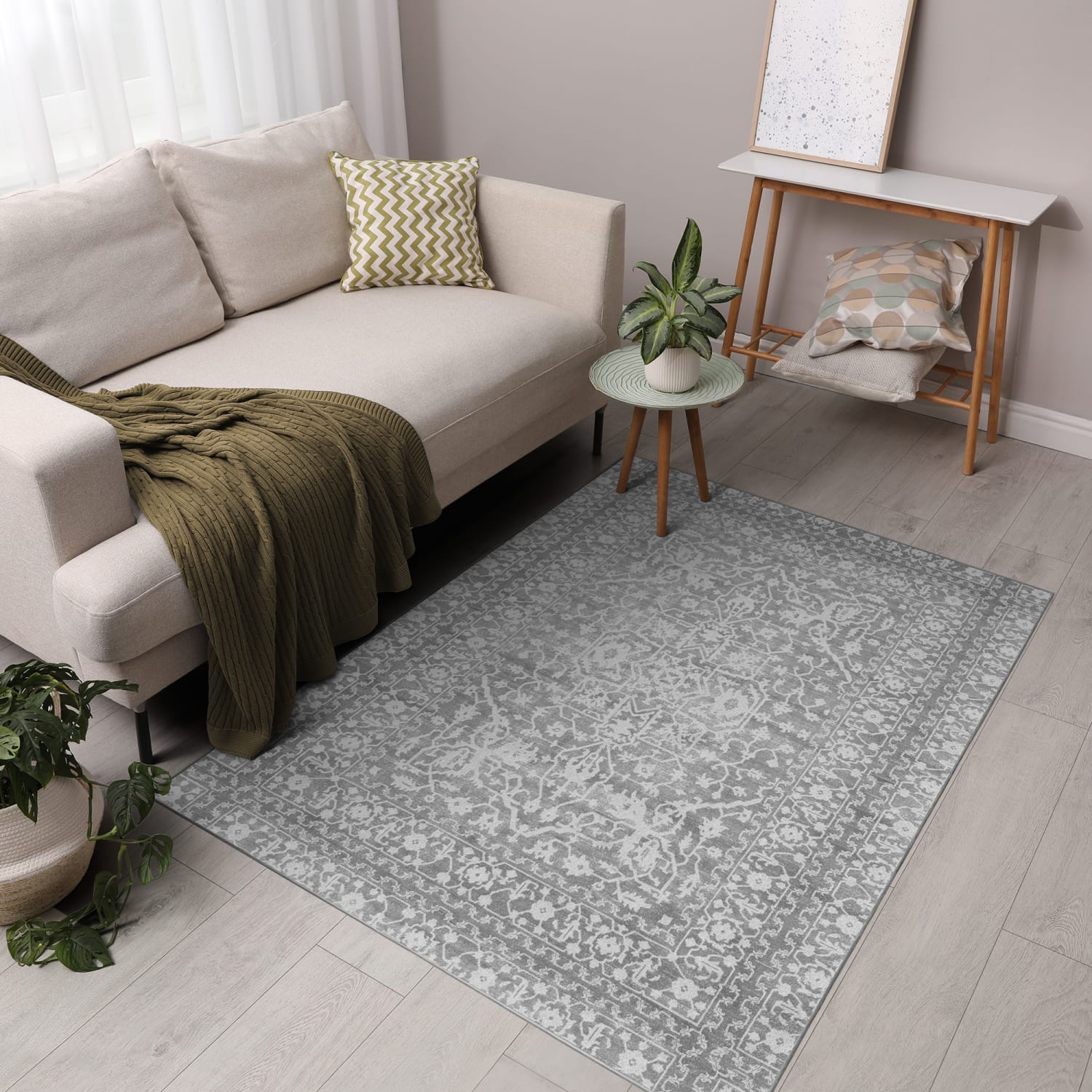GelPro Nevermove Bella Area Rug, 60in x 96in, Gray - Image 3