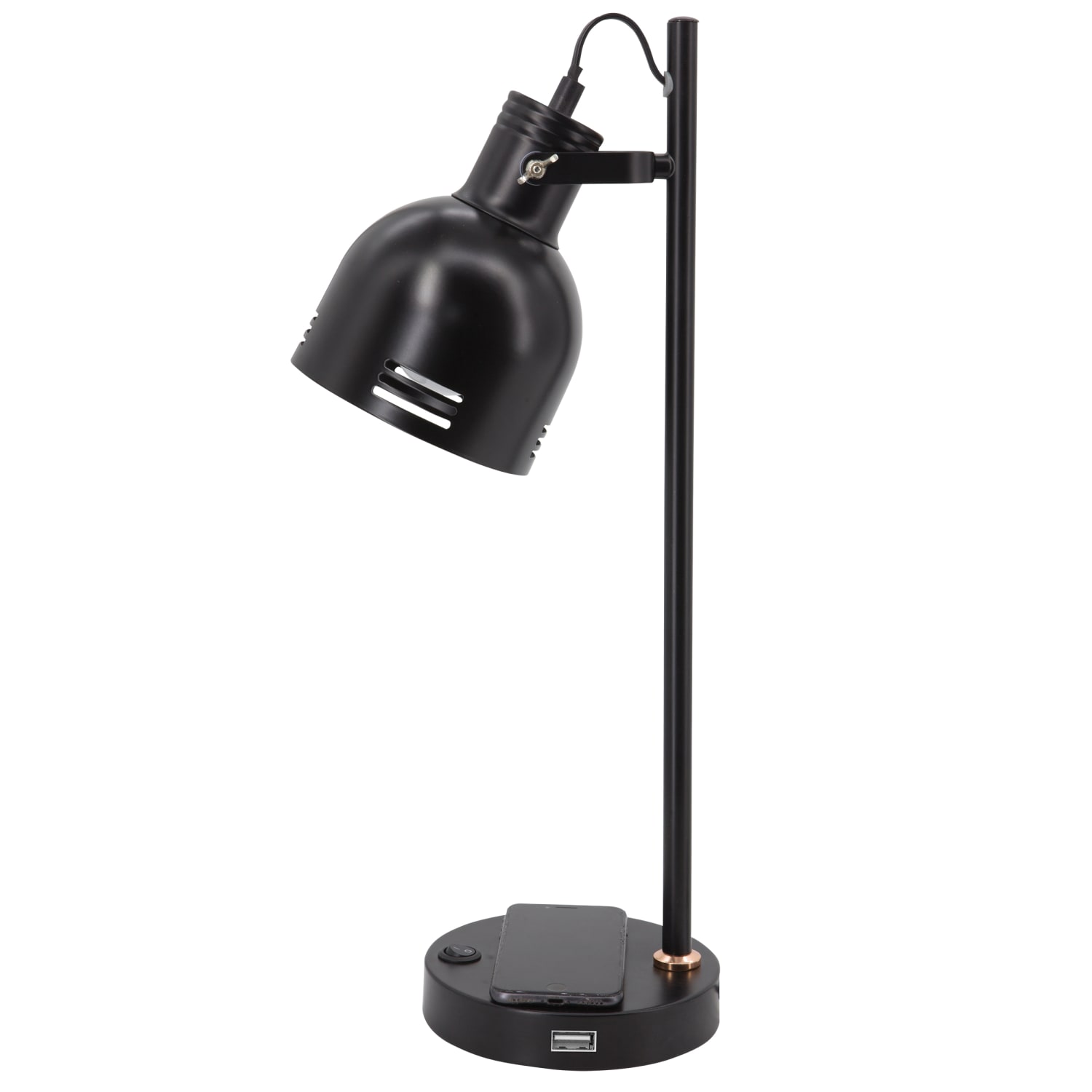 Realspace Brevins LED Desk Lamp With Wireless Charger And USB Port, 20-1/2inH, Black - Image 3