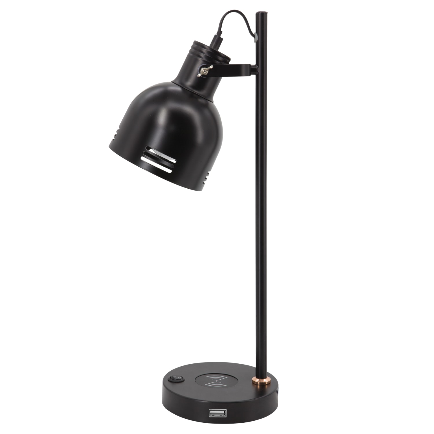 Realspace Brevins LED Desk Lamp With Wireless Charger And USB Port, 20-1/2inH, Black - Image 4
