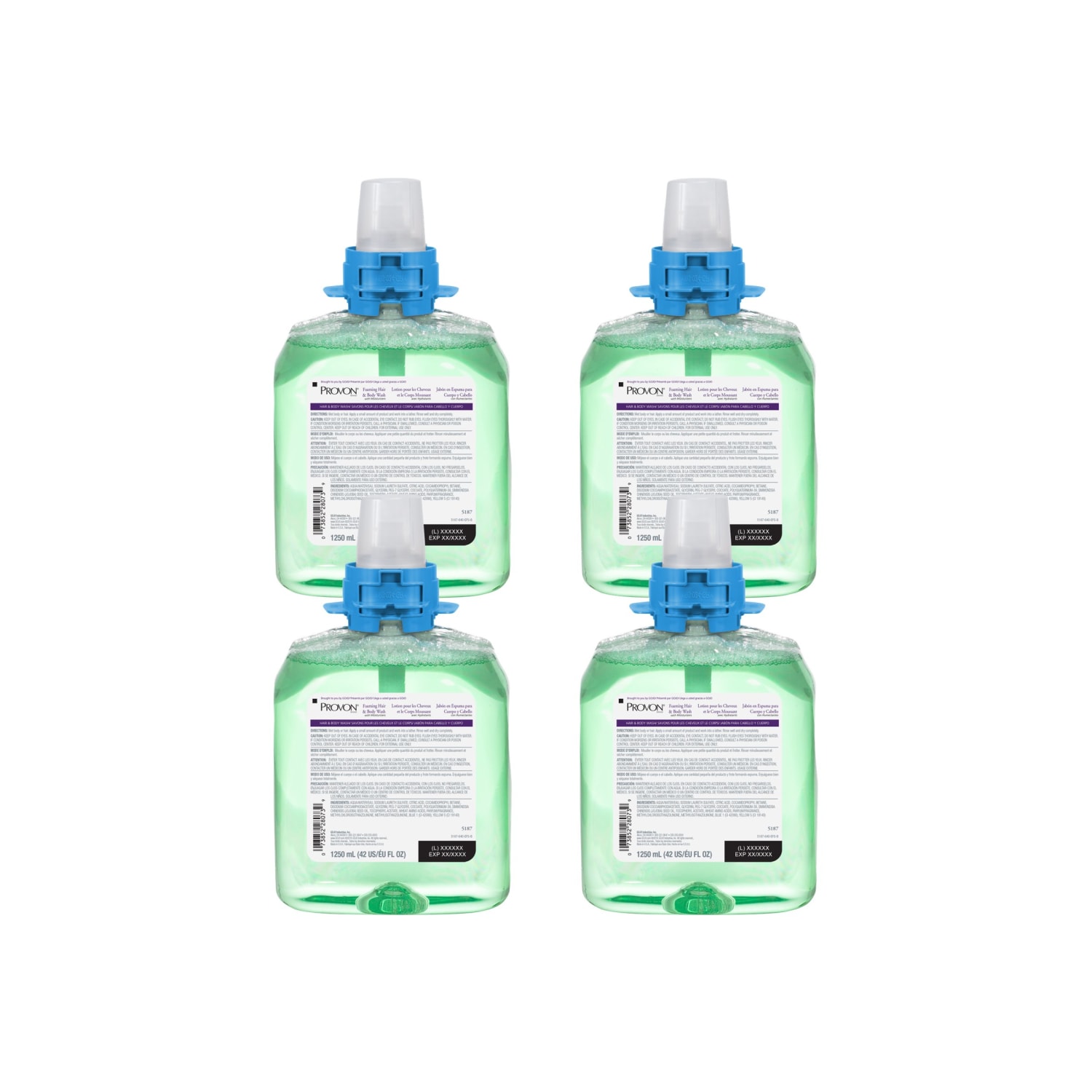 PROVON Foaming Cucumber Melon Hair And Body Wash Refills With Moisturizers, 42.3 Oz, Pack Of 4 Bottles - Image 4