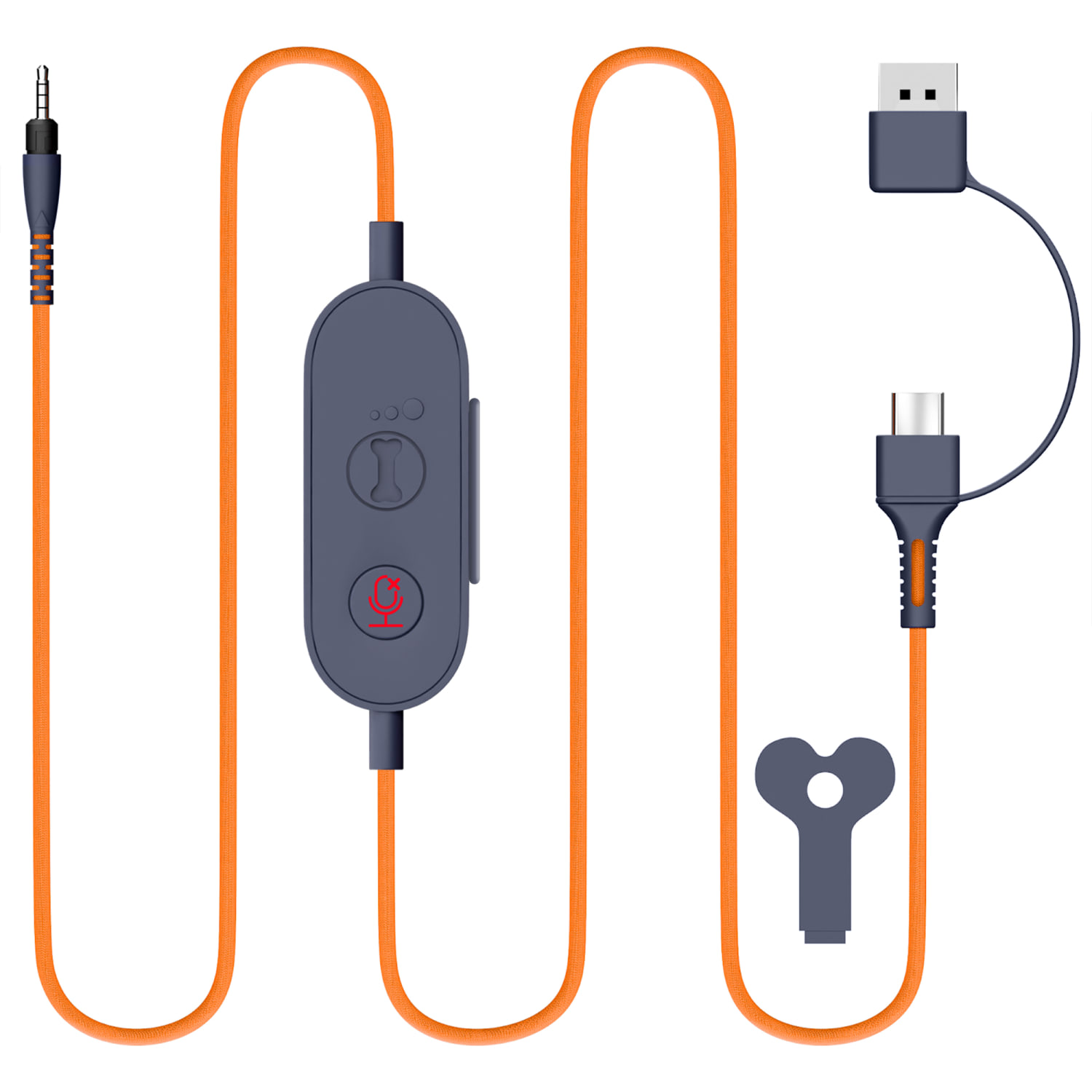 Delton 3.5mm Audio Cable Replacement With USB-A And USB-C Connector, 6ft, Orange