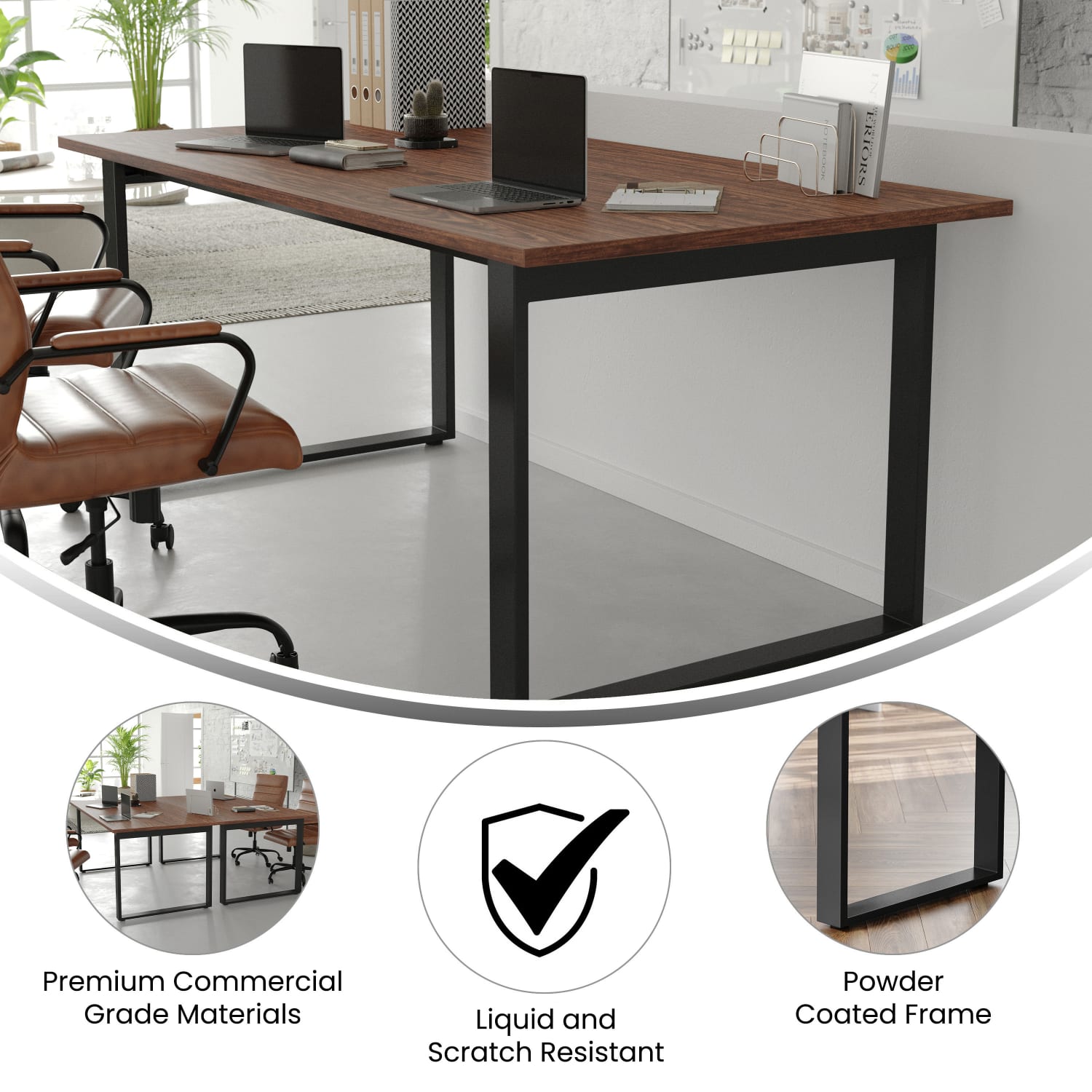 Flash Furniture Redmond Commercial 72x36 Conference Table, Heavy Duty U-Frame Steel Base, Walnut - MTM7236WLTUBF - Image 4