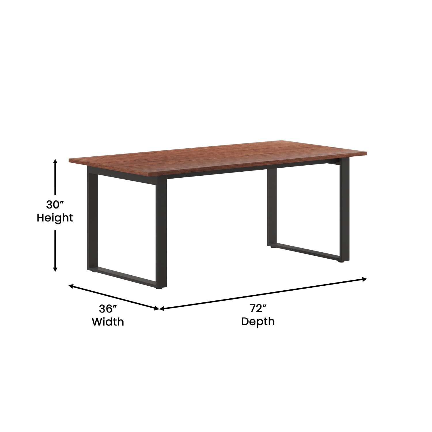 Flash Furniture Redmond Commercial 72x36 Conference Table, Heavy Duty U-Frame Steel Base, Walnut - MTM7236WLTUBF - Image 6