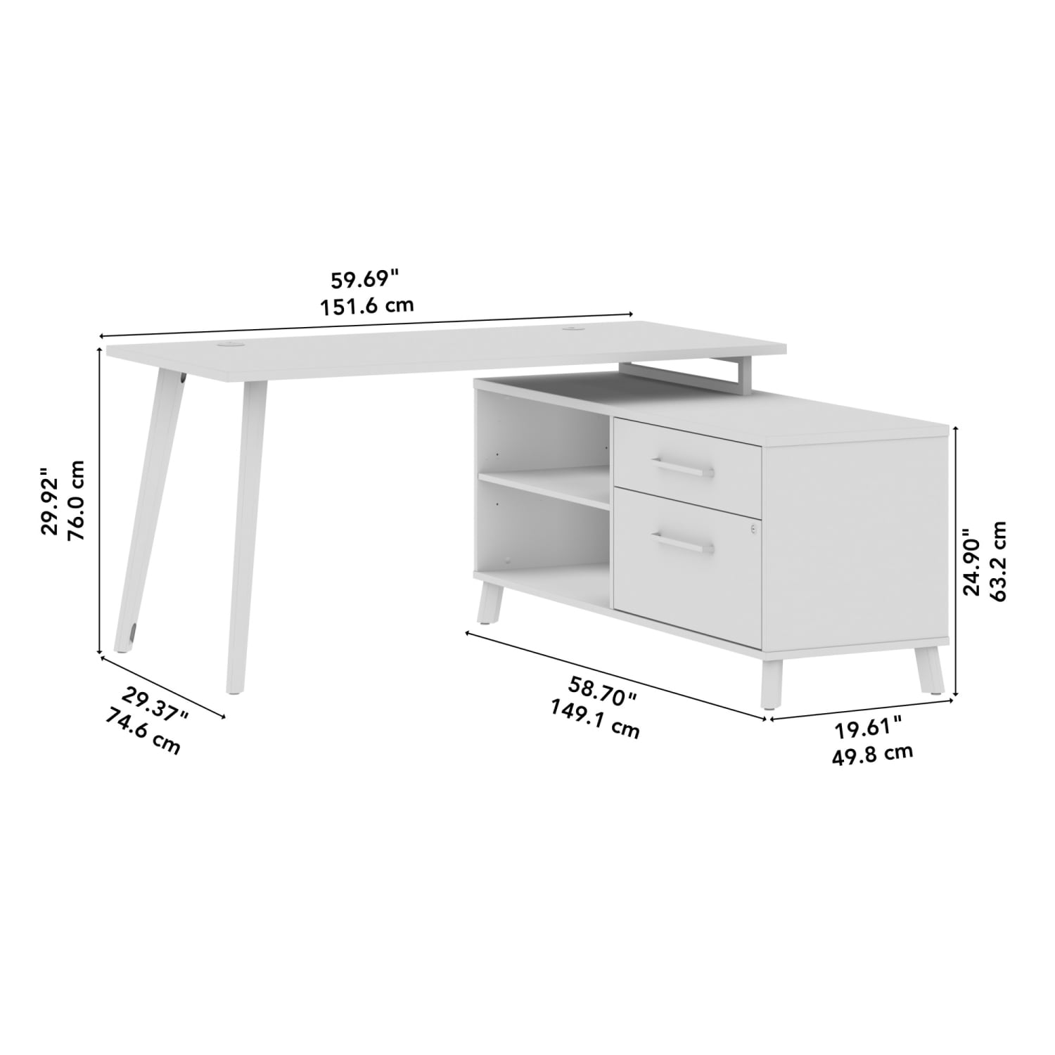 WorkPro Motiva 60inW Modern Corner Desk With Drawers And Shelves, Storm Gray, Standard Delivery - Image 5