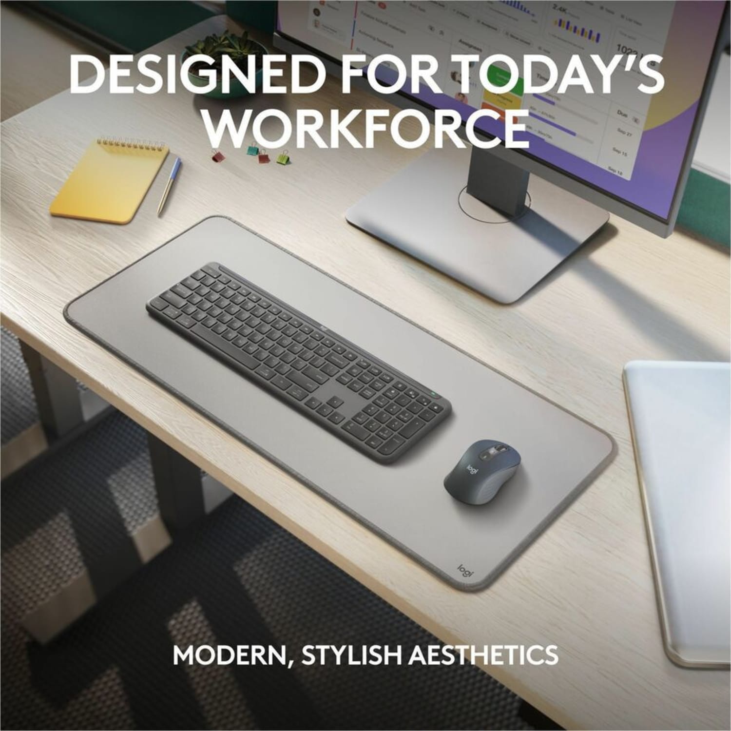 Logitech Signature Slim MK955 for Business Wireless Keyboard and Mouse Combo, Quiet Typing, Secure Receiver, Bluetooth, Globally Certified, Windows/Mac/Chrome/Linux - Graphite - USB Type A Wireless Bluetooth 5.1 Keyboard - Graphite - Image 3