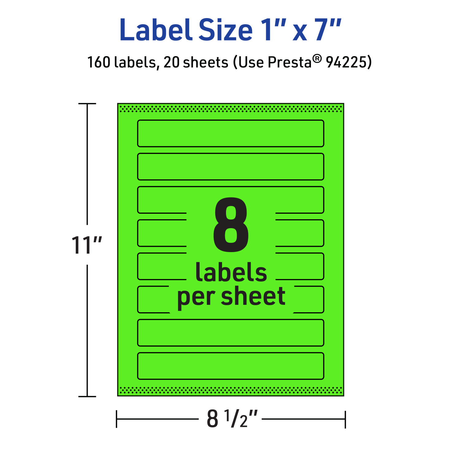 Avery Print-To-The-Edge Labels With Sure Feed Technology, 94225-NGP20, Rectangle, 1in x 7in, Matte Neon Green, Pack of 160 - Image 6