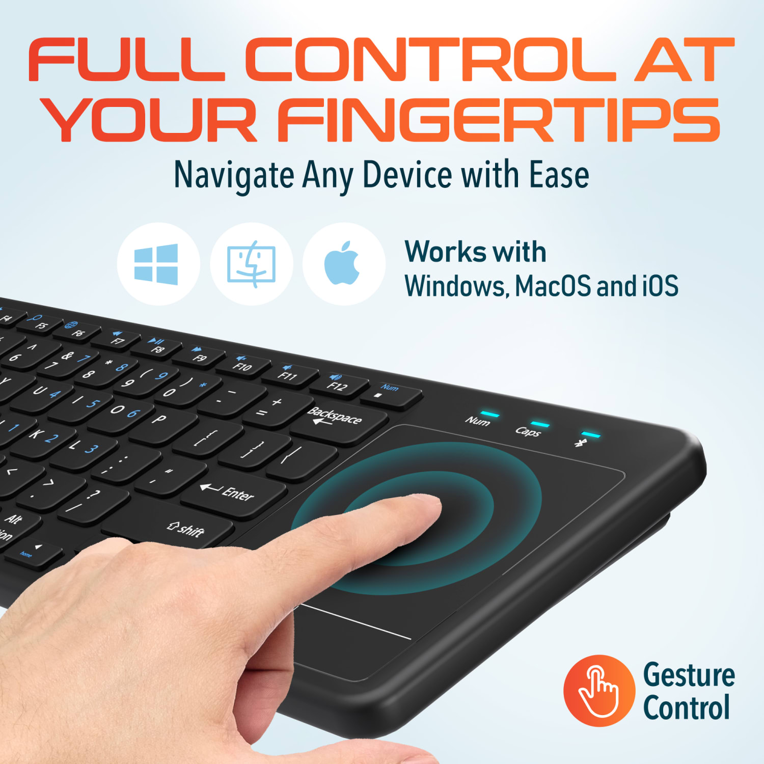 Delton N60 Small Bluetooth Keyboard With Touchpad, Black - Image 5