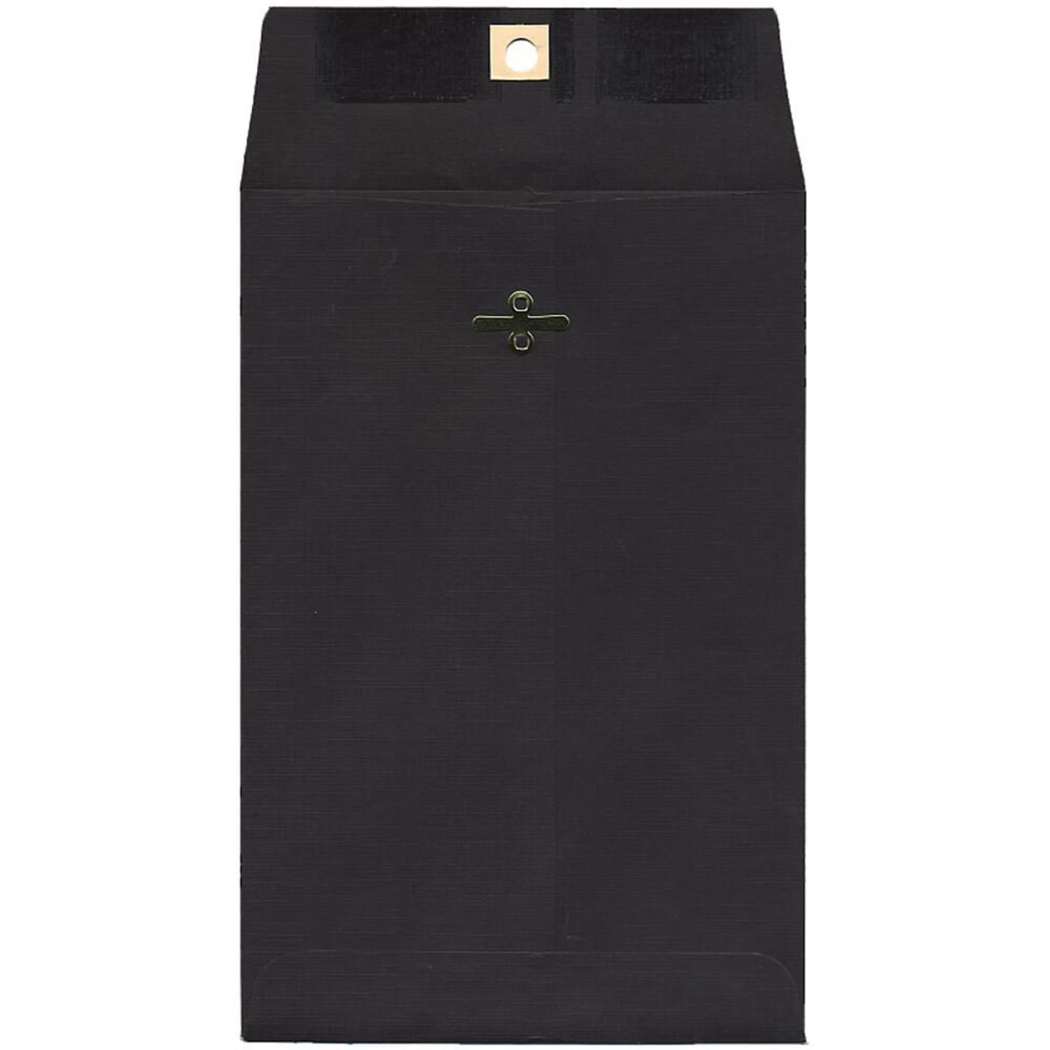 JAM Paper Open-End 6in x 9in Catalog Envelopes, Clasp Closure, Black, Pack Of 10