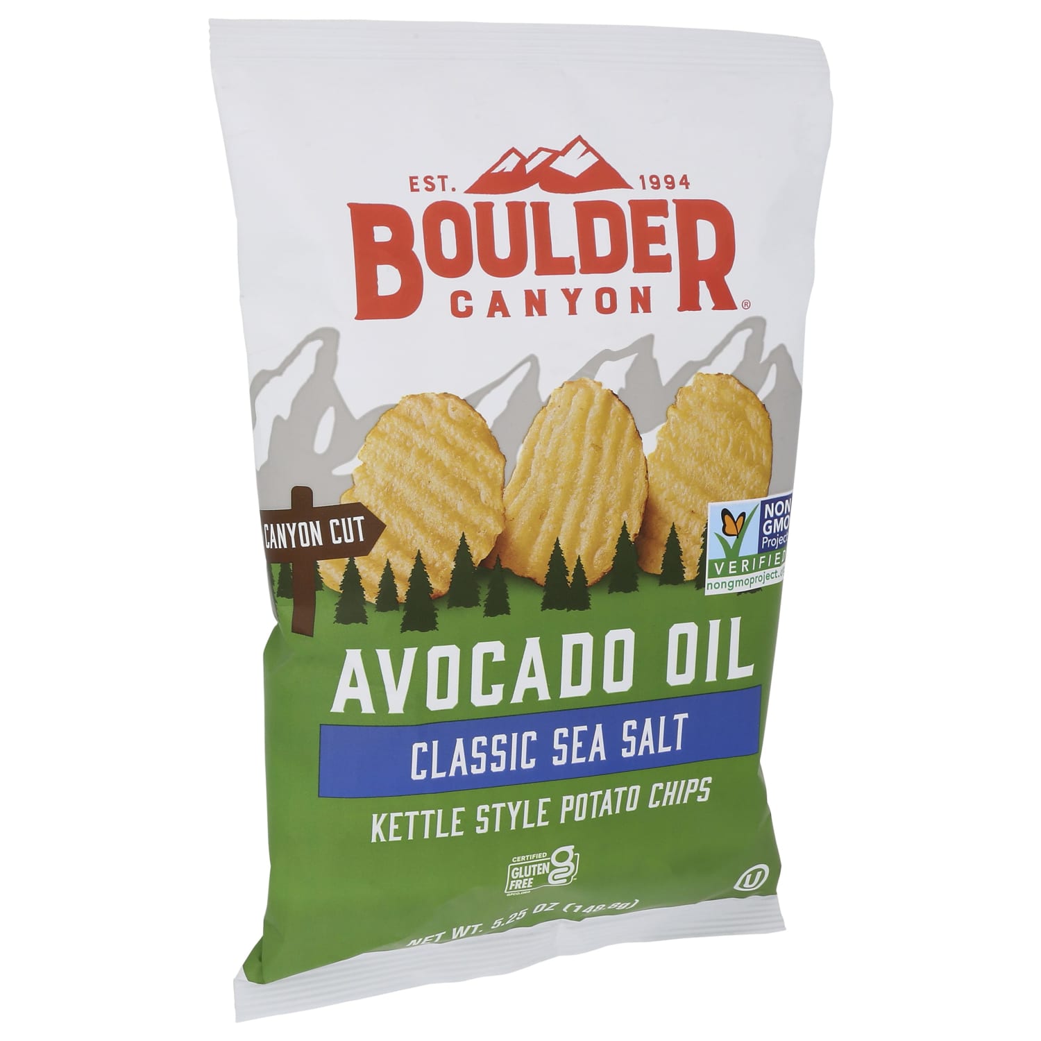 Boulder Canyon Kettle Style Potato Chips, Sea Salt, 5.25 Oz, Total Qty 12