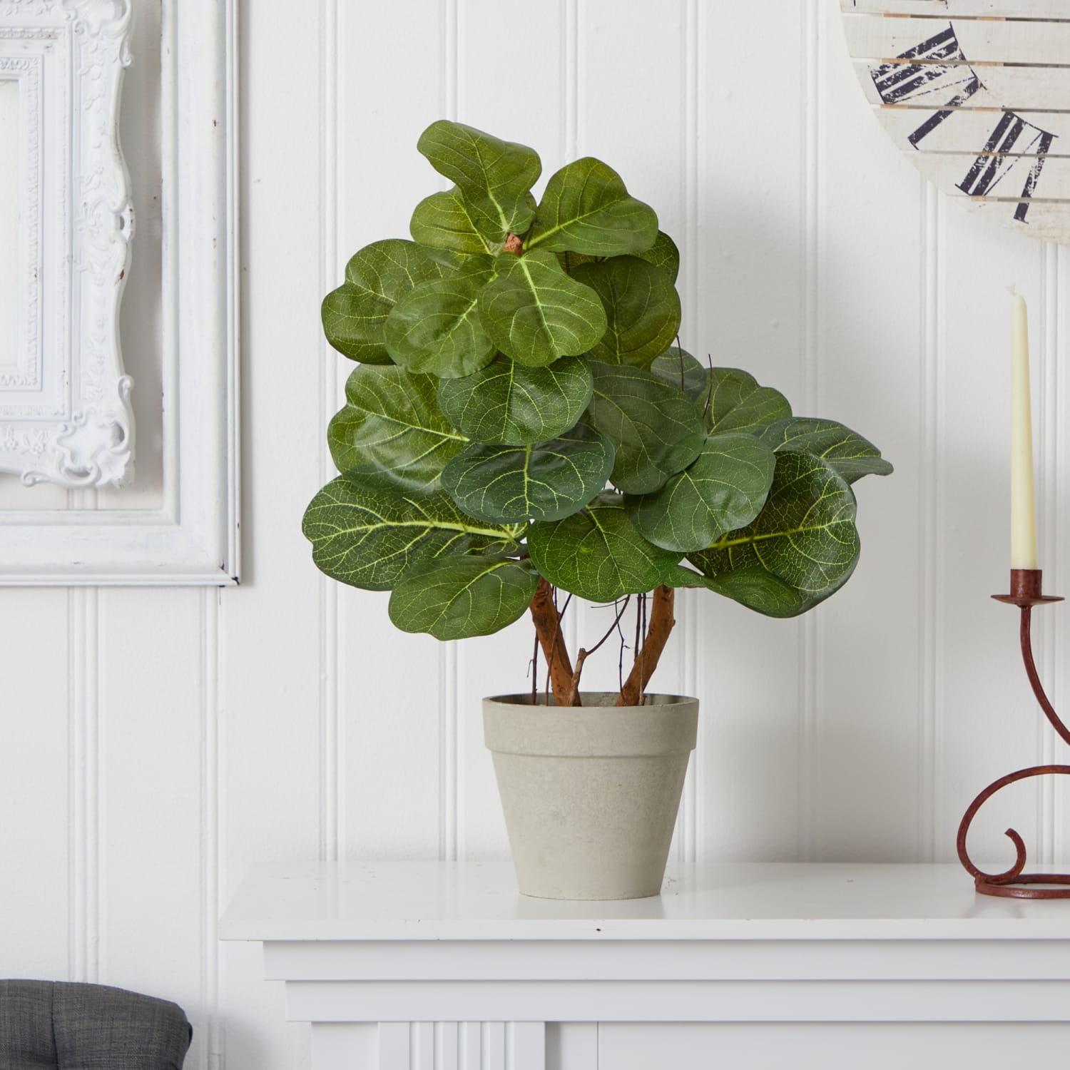 Nearly Natural Fiddle Leaf 22inH Artificial Plant Arrangement With Planter, 22inH x 11inW X 13inD, Green - Image 3