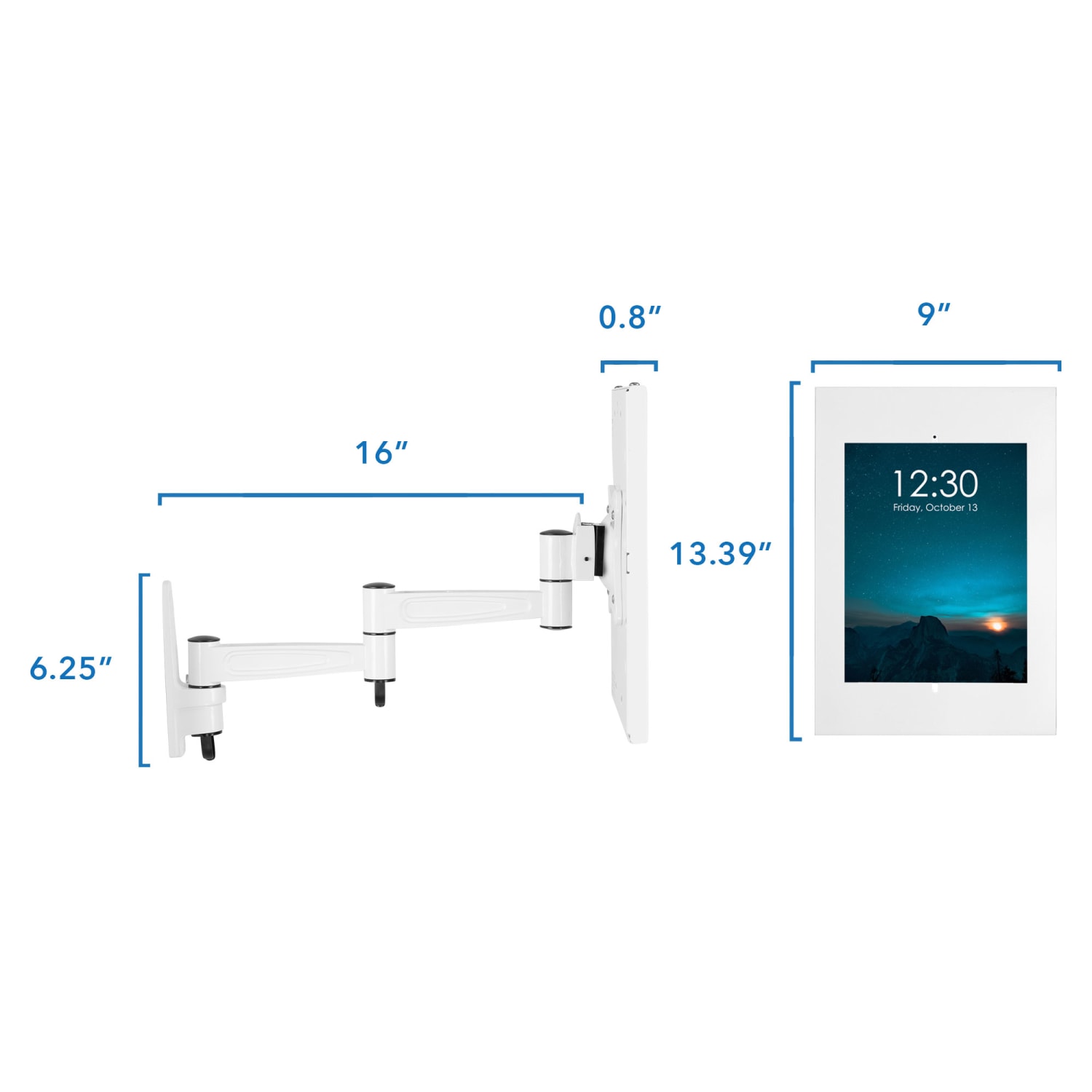 Mount-It! Anti-Theft Tablet Wall Mount With Swing Arm For iPad, iPad Air & iPad Pro, 6inH x 10-1/2inW x 15inD, White - Image 5