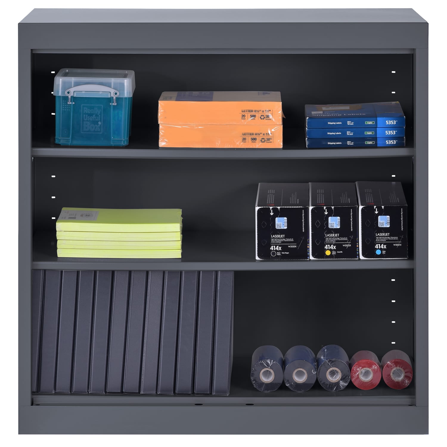 Sandusky 3-Shelf Welded Steel Bookcase, 36inH x 36inW x 18inD, Charcoal - Image 5