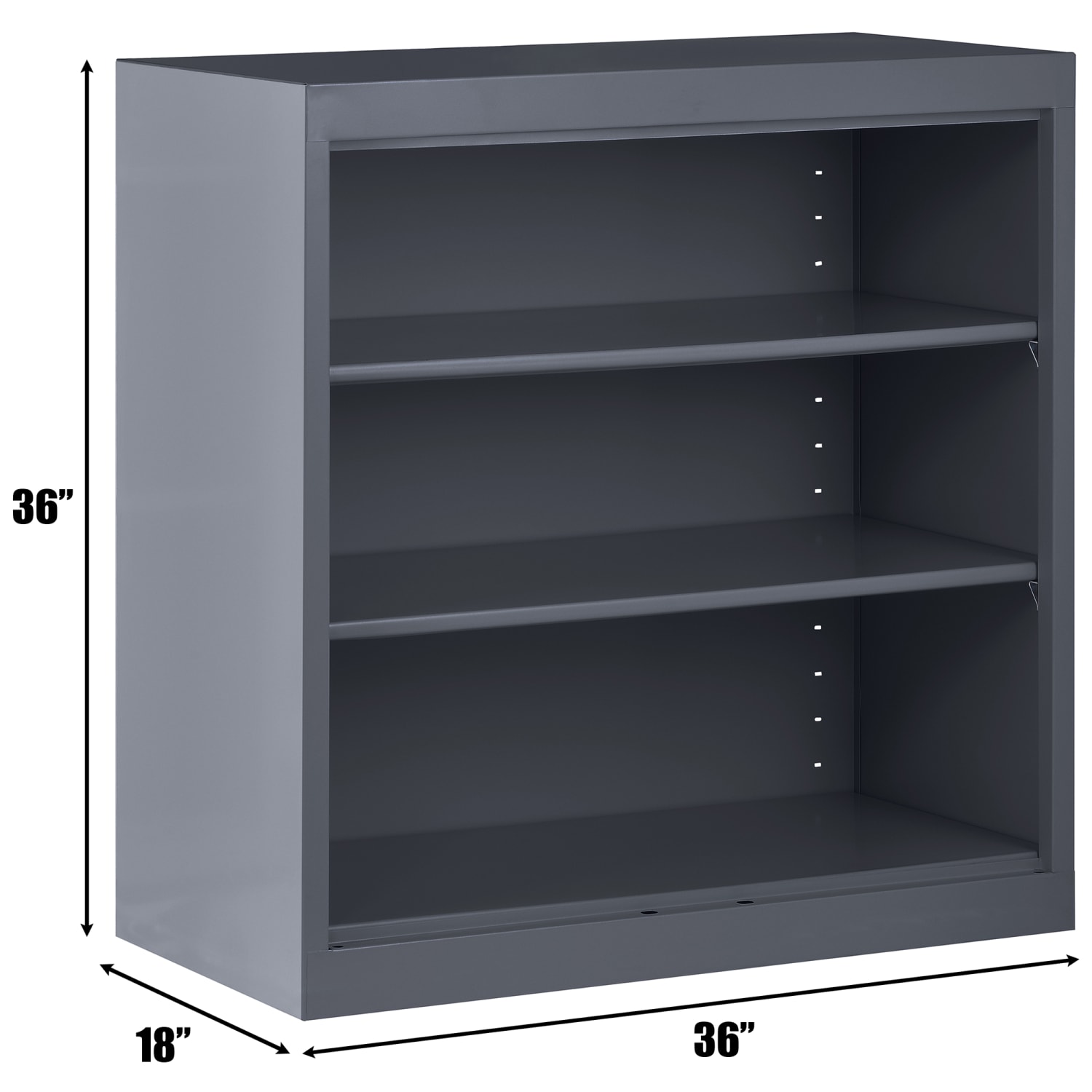 Sandusky 3-Shelf Welded Steel Bookcase, 36inH x 36inW x 18inD, Charcoal - Image 6