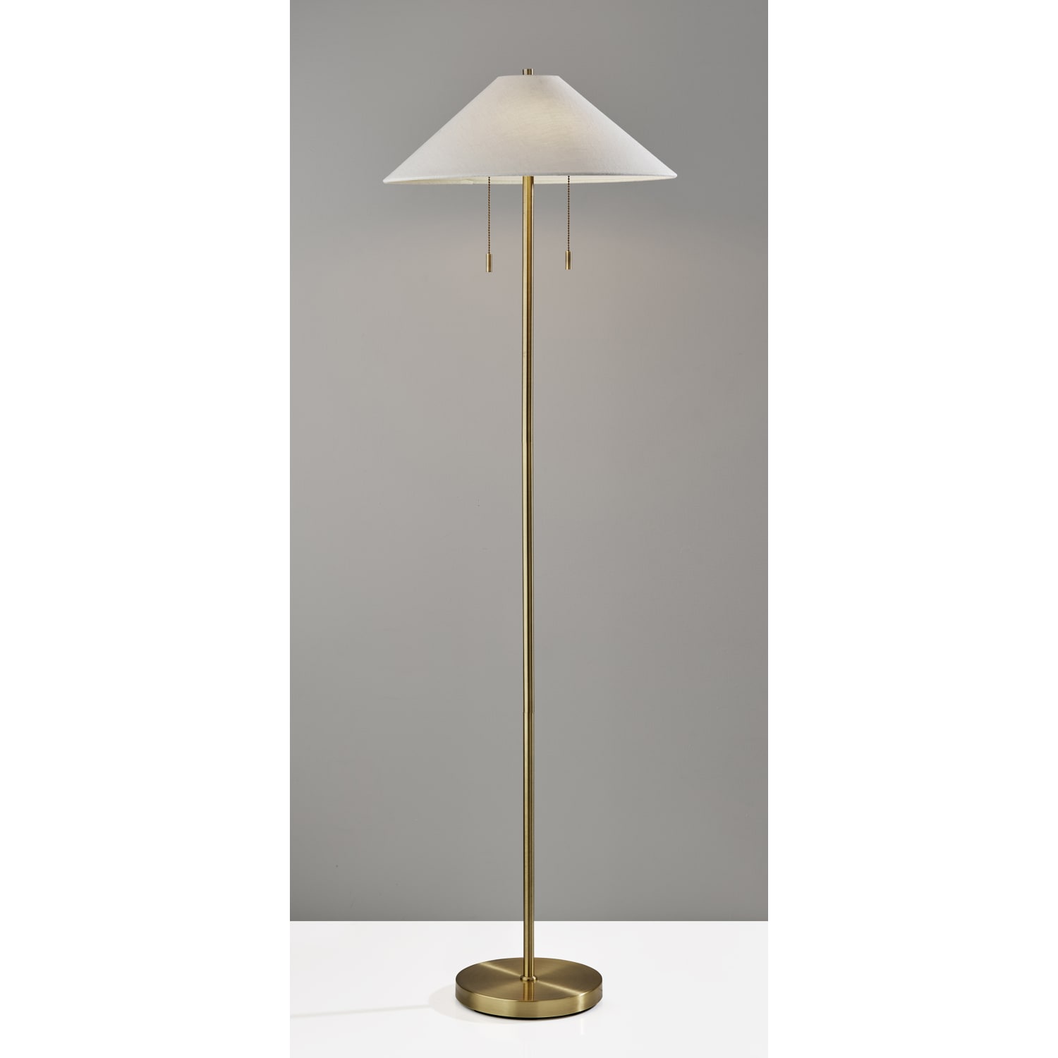 Adesso Claremont Floor Lamp, 60-1/2inH, Off-White/Antique Brass - Image 3