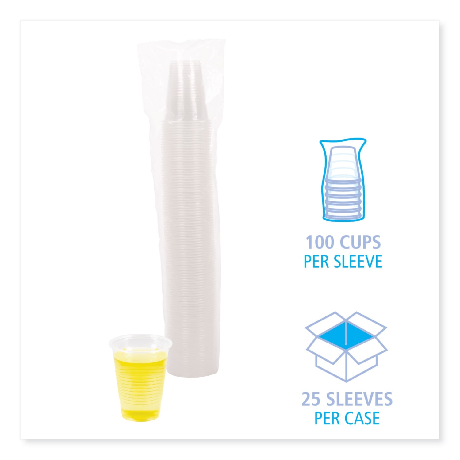 Boardwalk Plastic Cold Cups, 7 Oz, Clear, Sleeve Of 100 Cups, Carton Of 25 Sleeves - Image 5