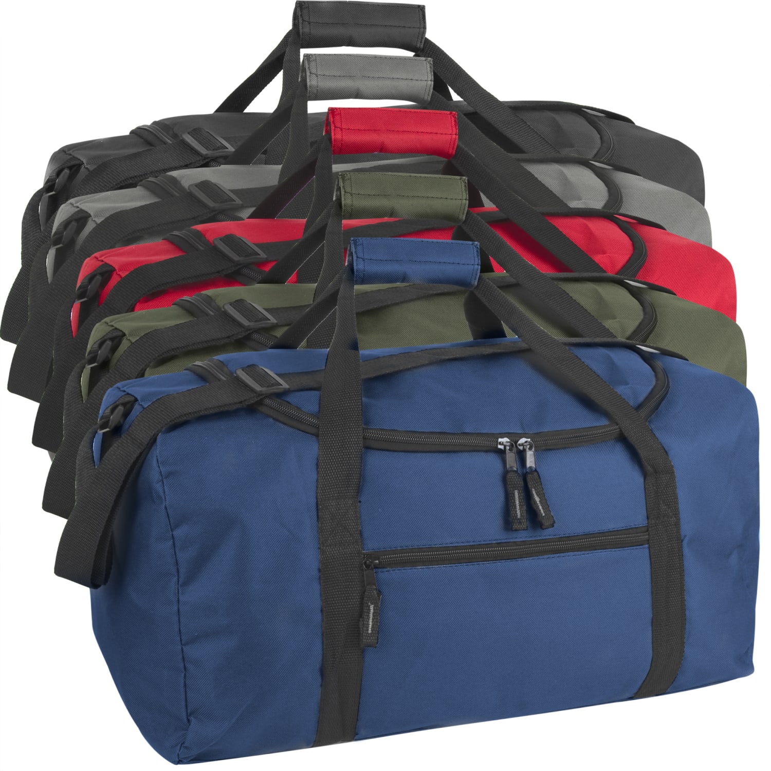 Trailmaker Duffel Bags, 11inH x 20inW x 11inD, Assorted Colors, Set Of 24 Duffel Bags