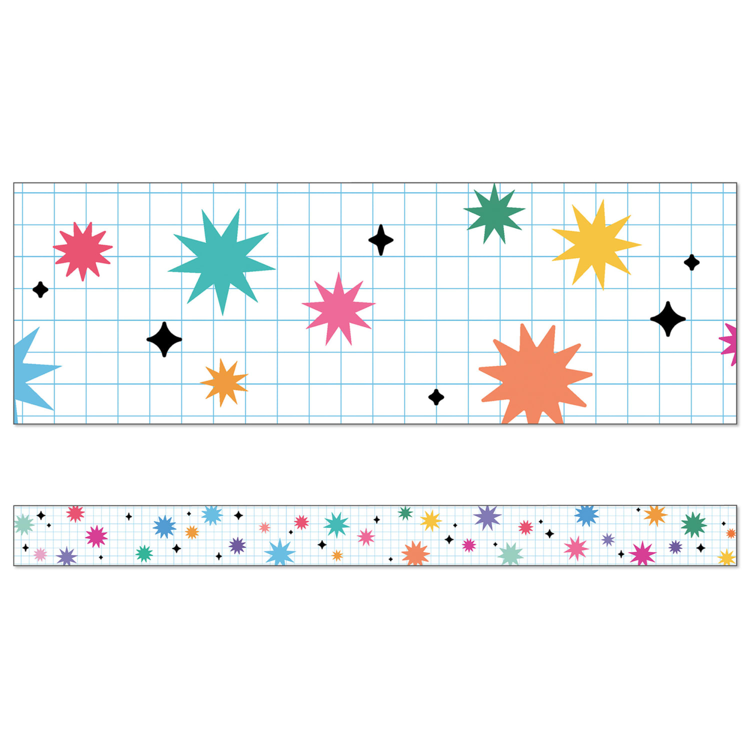 Carson Dellosa Education Straight Borders, 3in x 36in, Happily Ever Elementary Retro Remix Bursts & Twinkles, 36 Feet Per Pack, Set Of 6 Packs - Image 3