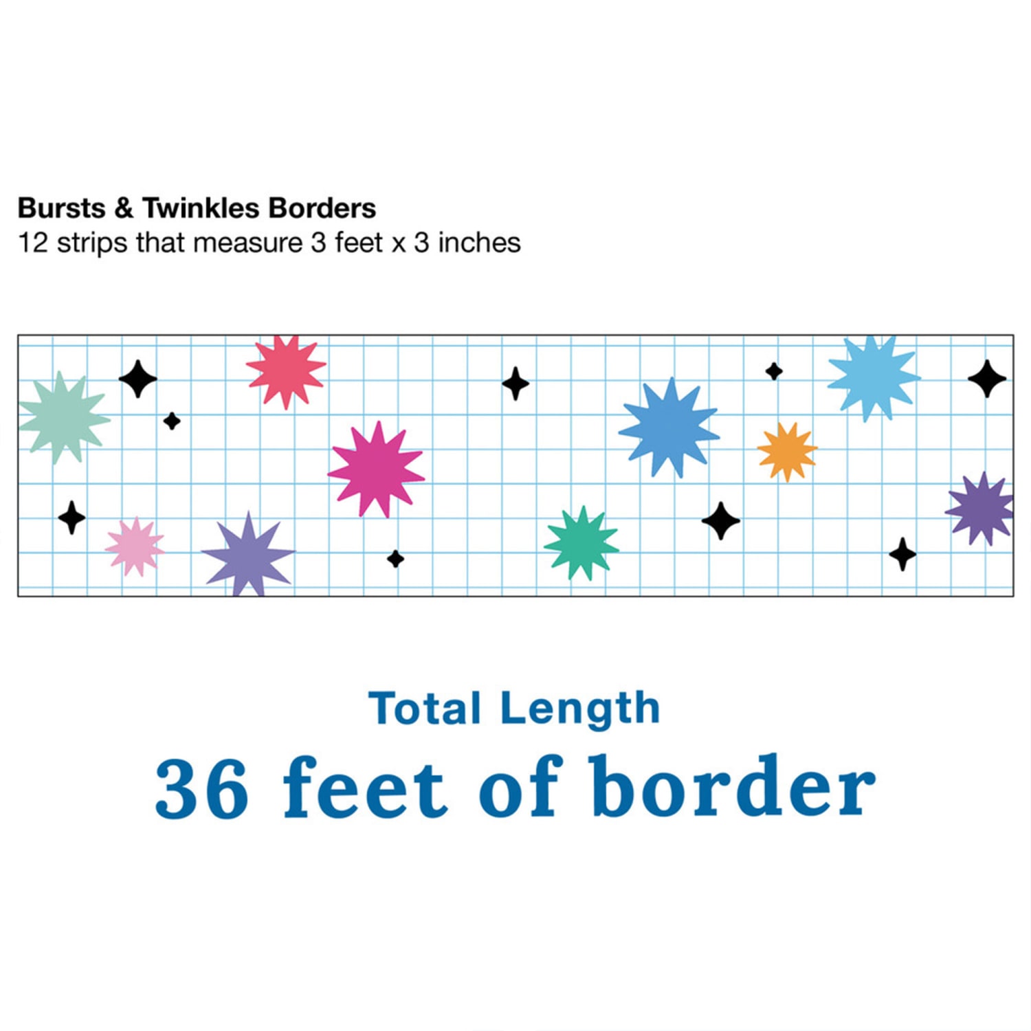 Carson Dellosa Education Straight Borders, 3in x 36in, Happily Ever Elementary Retro Remix Bursts & Twinkles, 36 Feet Per Pack, Set Of 6 Packs - Image 5