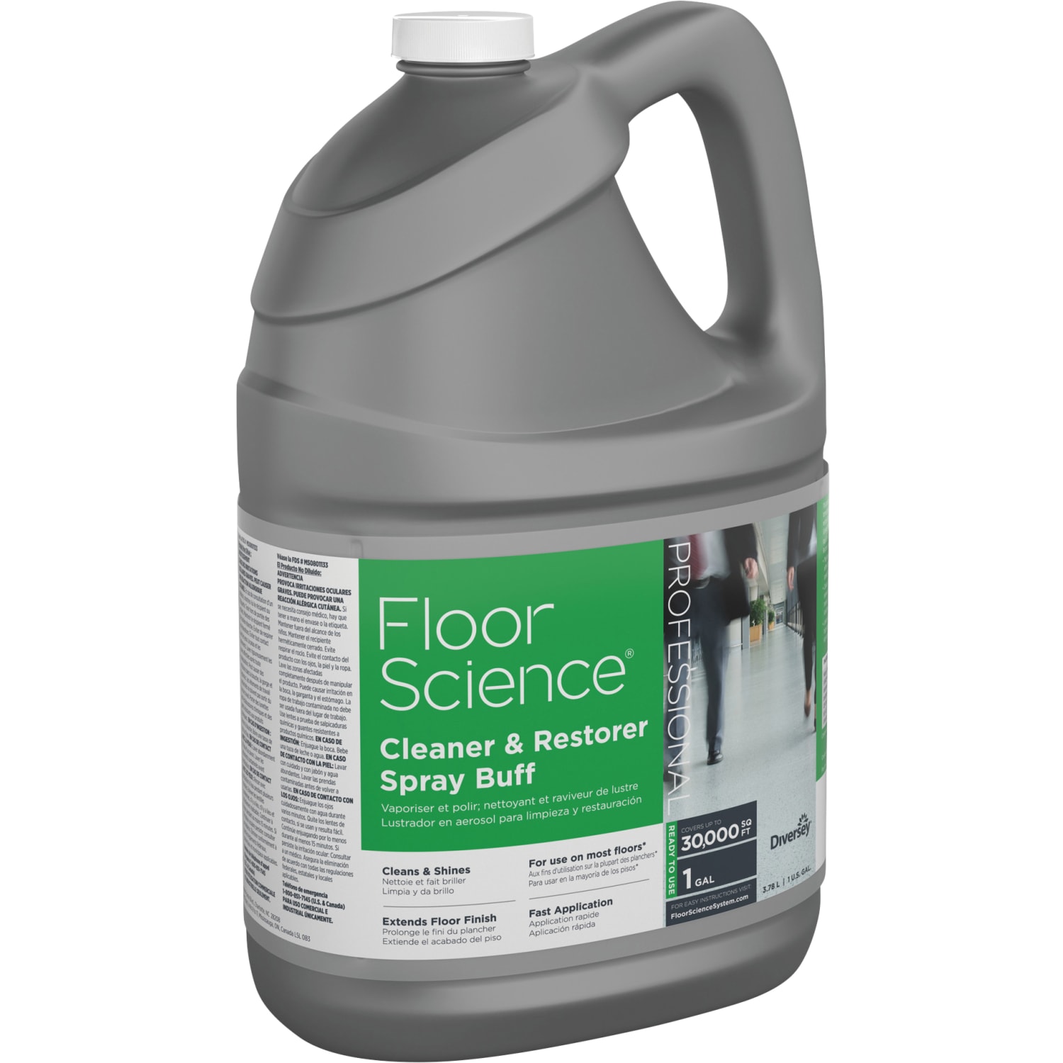 Diversey Floor Science Cleaner & Restorer Spray Buff, 1 Gallon, Citrus Scent, Pack Of 4 Bottles - Image 5