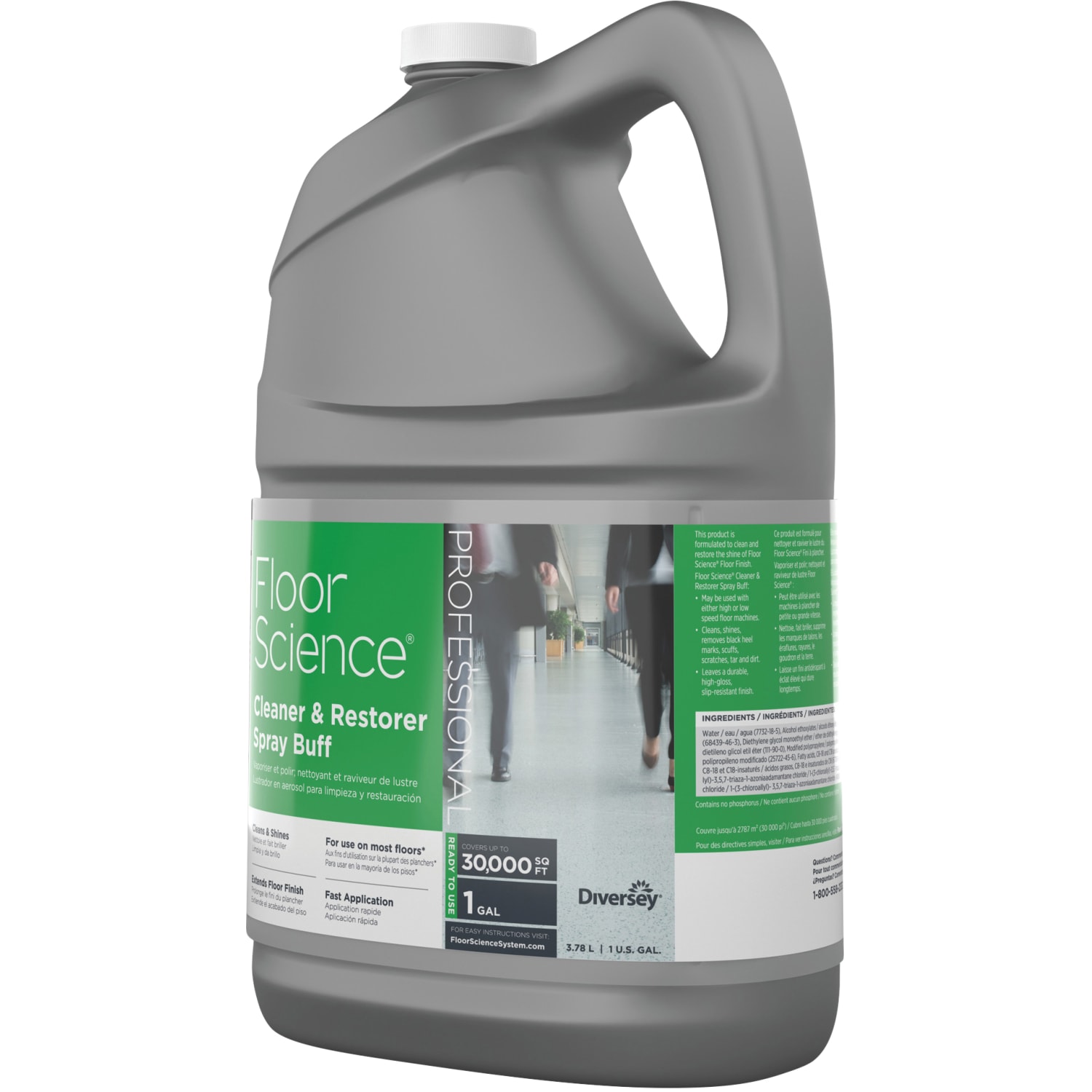 Diversey Floor Science Cleaner & Restorer Spray Buff, 1 Gallon, Citrus Scent, Pack Of 4 Bottles - Image 6
