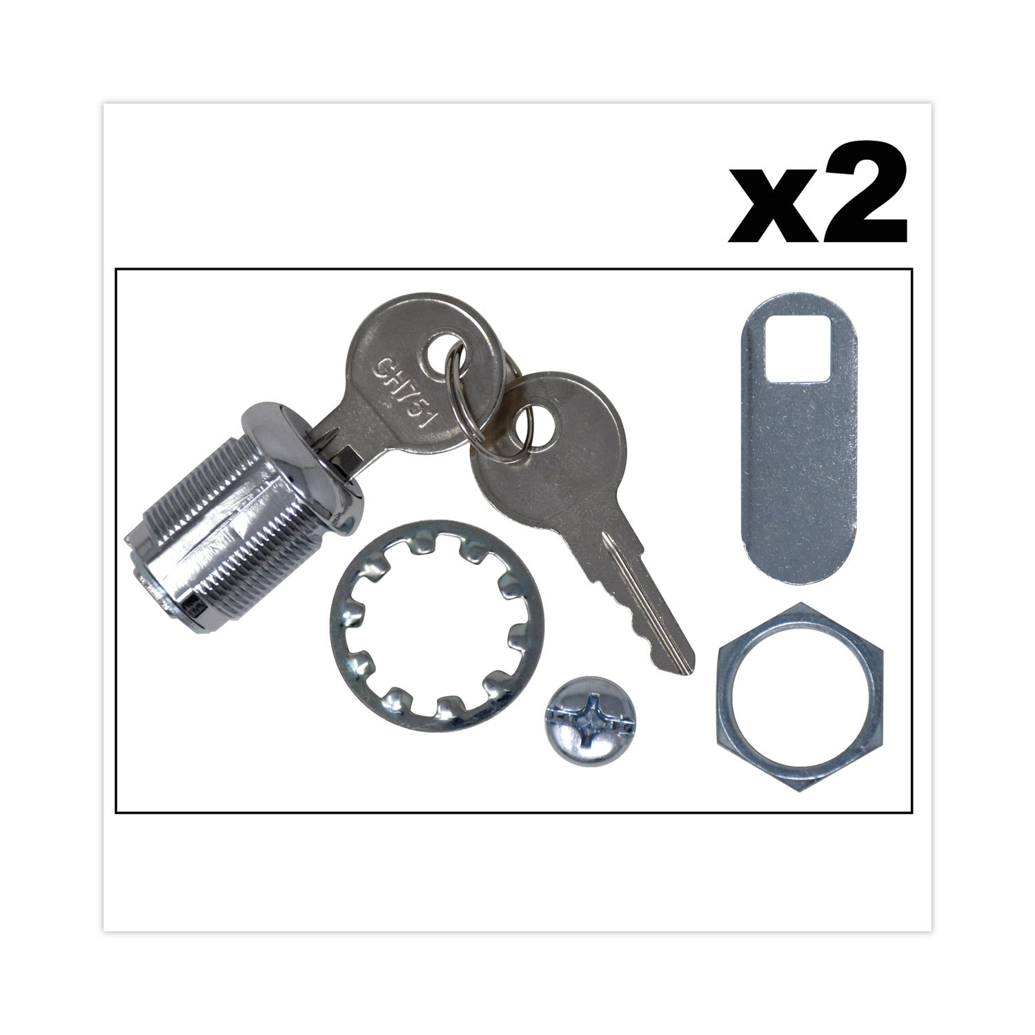 Rubbermaid Commercial Cleaning Cart Replacement Lock and Keys for Cleaning Carts, Silver - Image 3