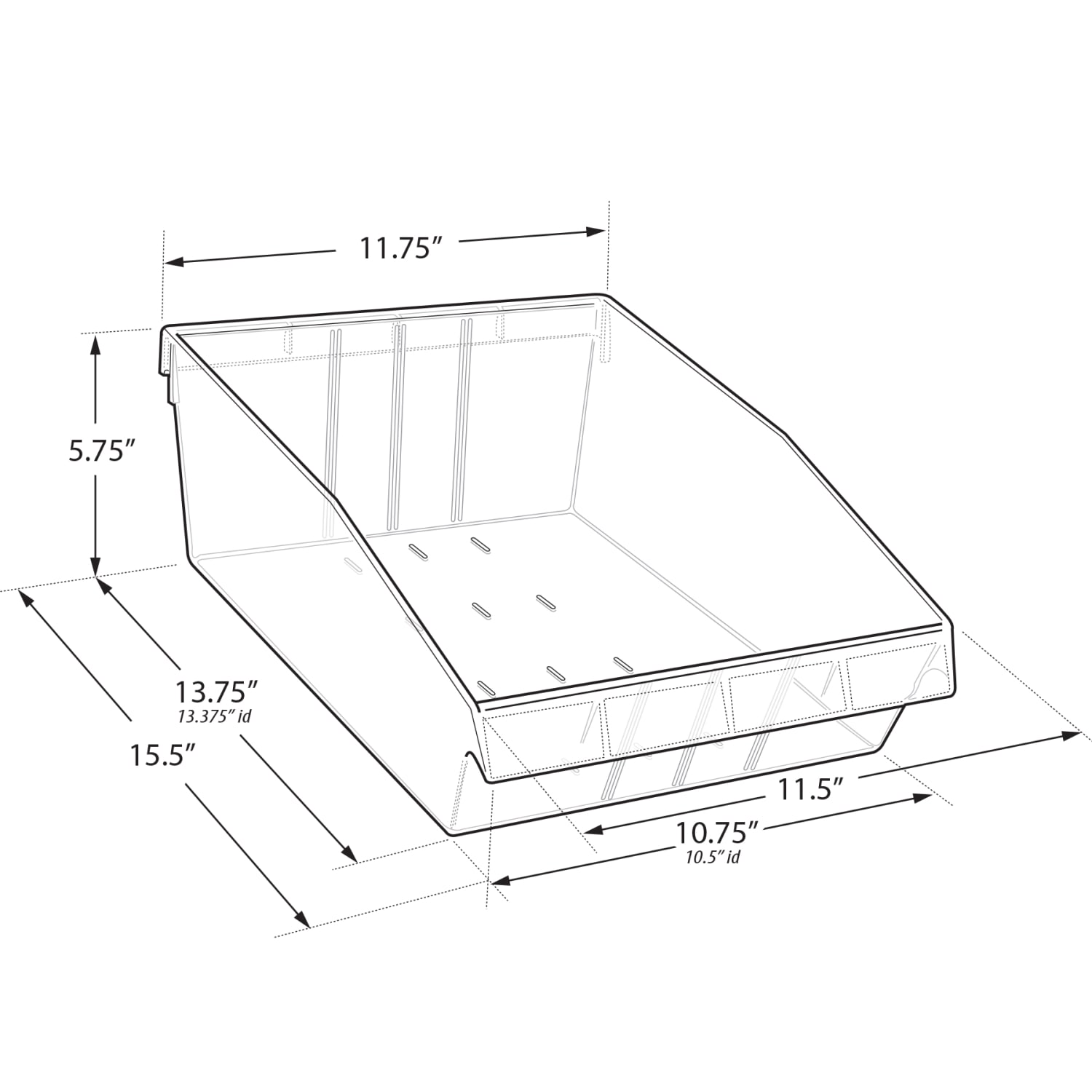 Azar Displays Deep Bin Tray Kits With Adjustable Dividers, 5-3/4inH x 11-3/4inW x 15-1/2inD, Clear, Pack Of 2 Bins - Image 3