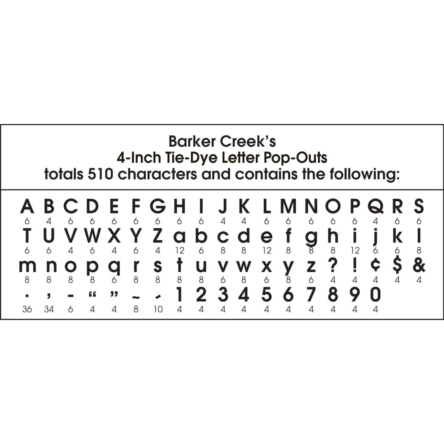 Barker Creek Letter Pop-Outs, 4in, Tie-Dye, Set of 510 Pop-Outs - Image 5