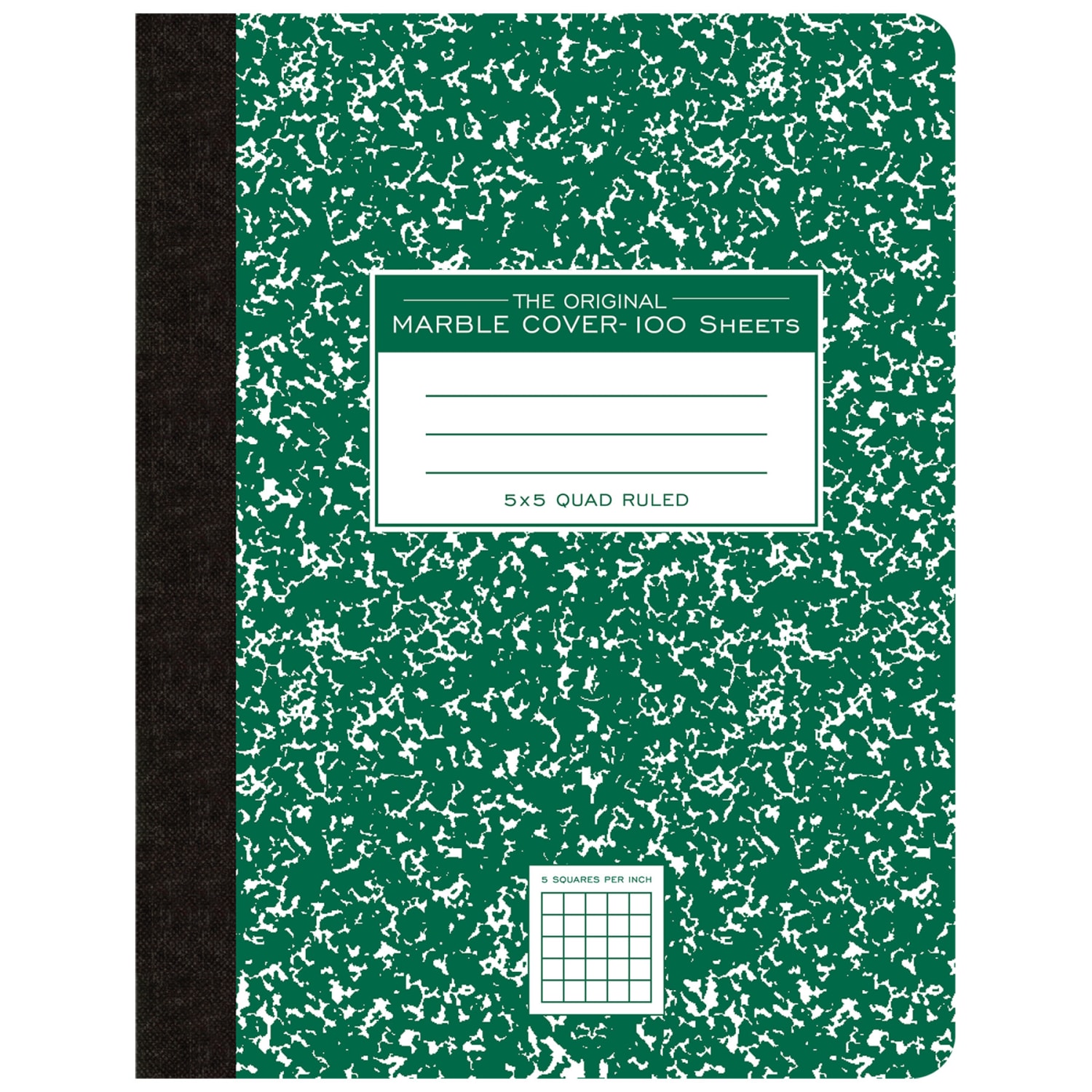 Roaring Spring Paper Products Composition Book, 5x5 Graph, 9-3/4in x 7-1/2in, 100 Sheets, Green Marble, Pack Of 6 - Image 3