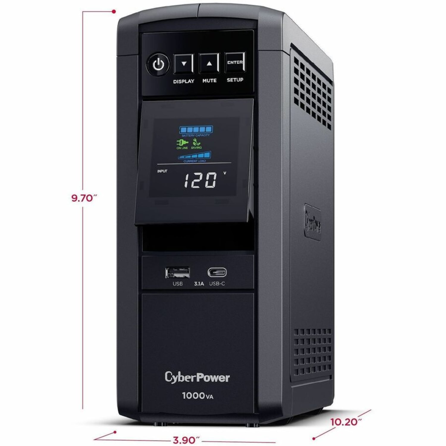 CyberPower PFC SineWave Series CP1000PFCLCD 10-Outlet Uninterruptible Power Supply, 1,000VA/600 Watts - Image 5