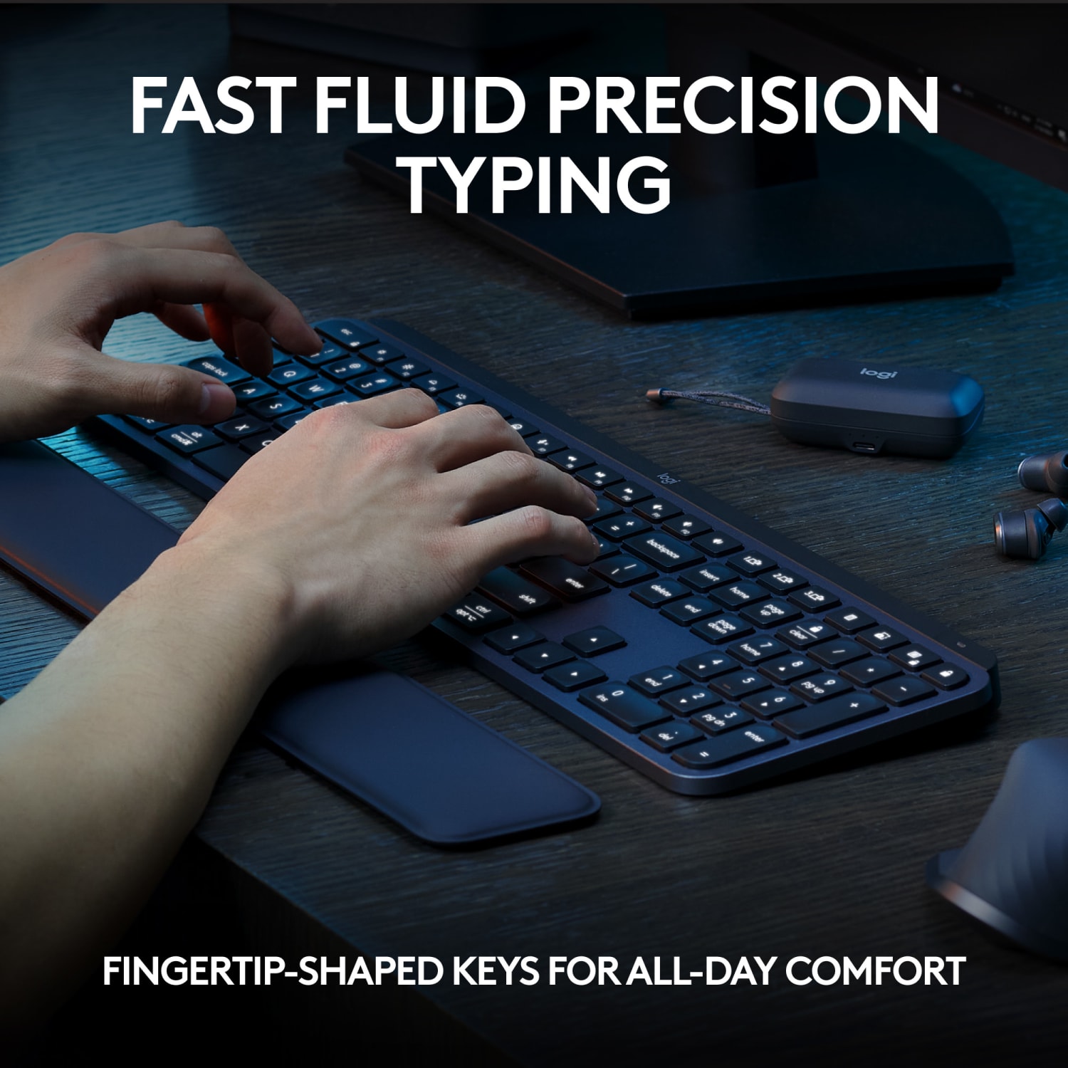 Logitech MX Keys S Wireless Keyboard, Full Size, Black, 920-011406 - Image 3