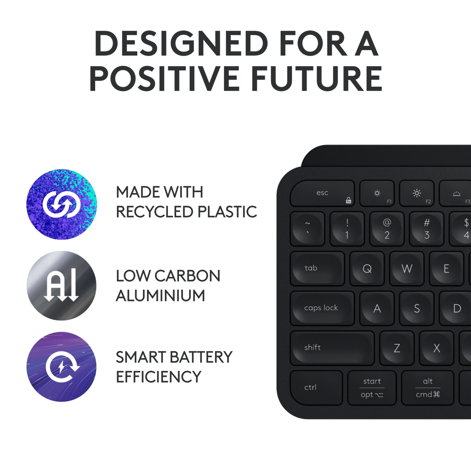 Logitech MX Keys S Wireless Keyboard, Full Size, Black, 920-011406 - Image 6