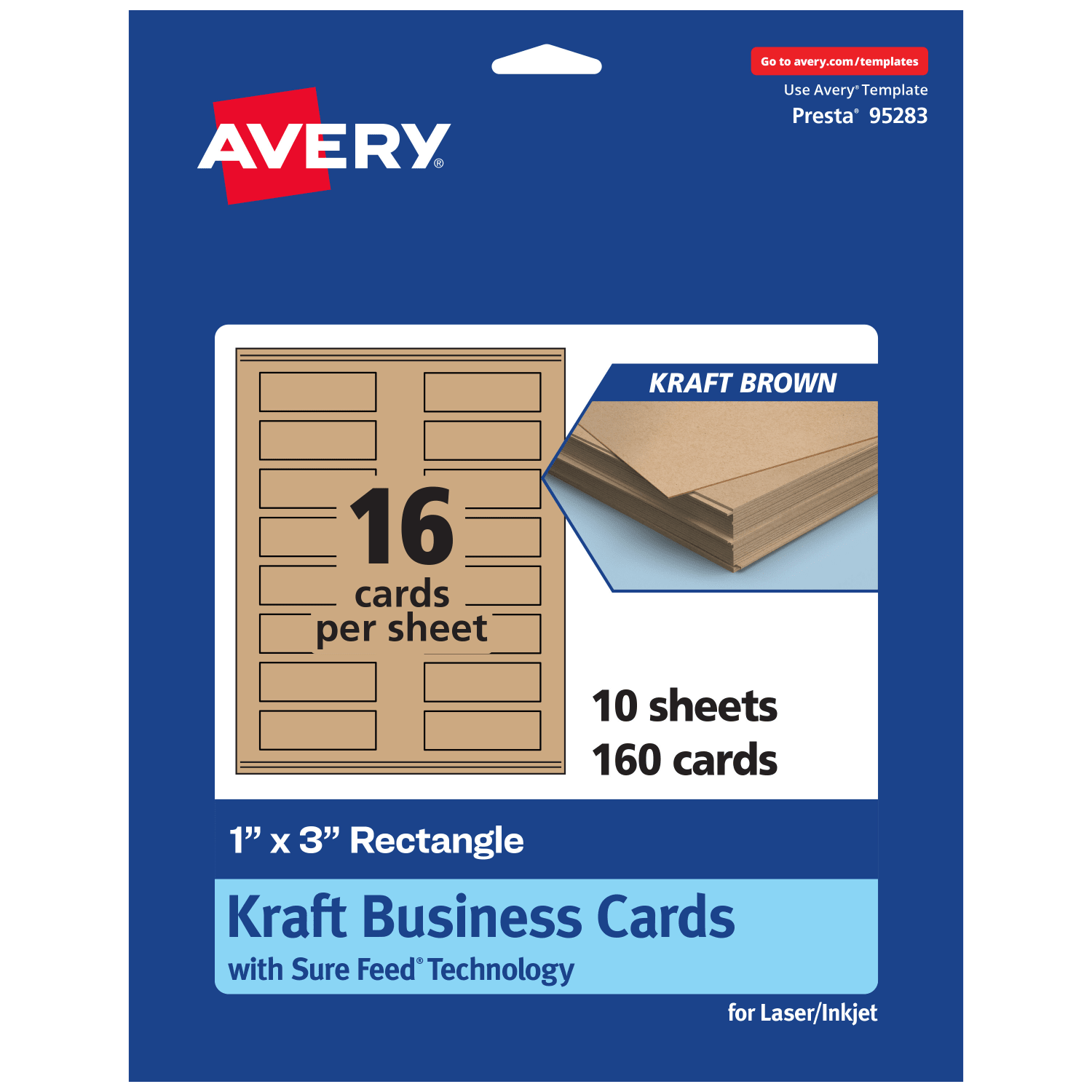 Avery Printable Mini Business Cards With Sure Feed Technology, Print-To-The-Edge, 1inx3in, Kraft Brown, Pack Of 160 - Image 3