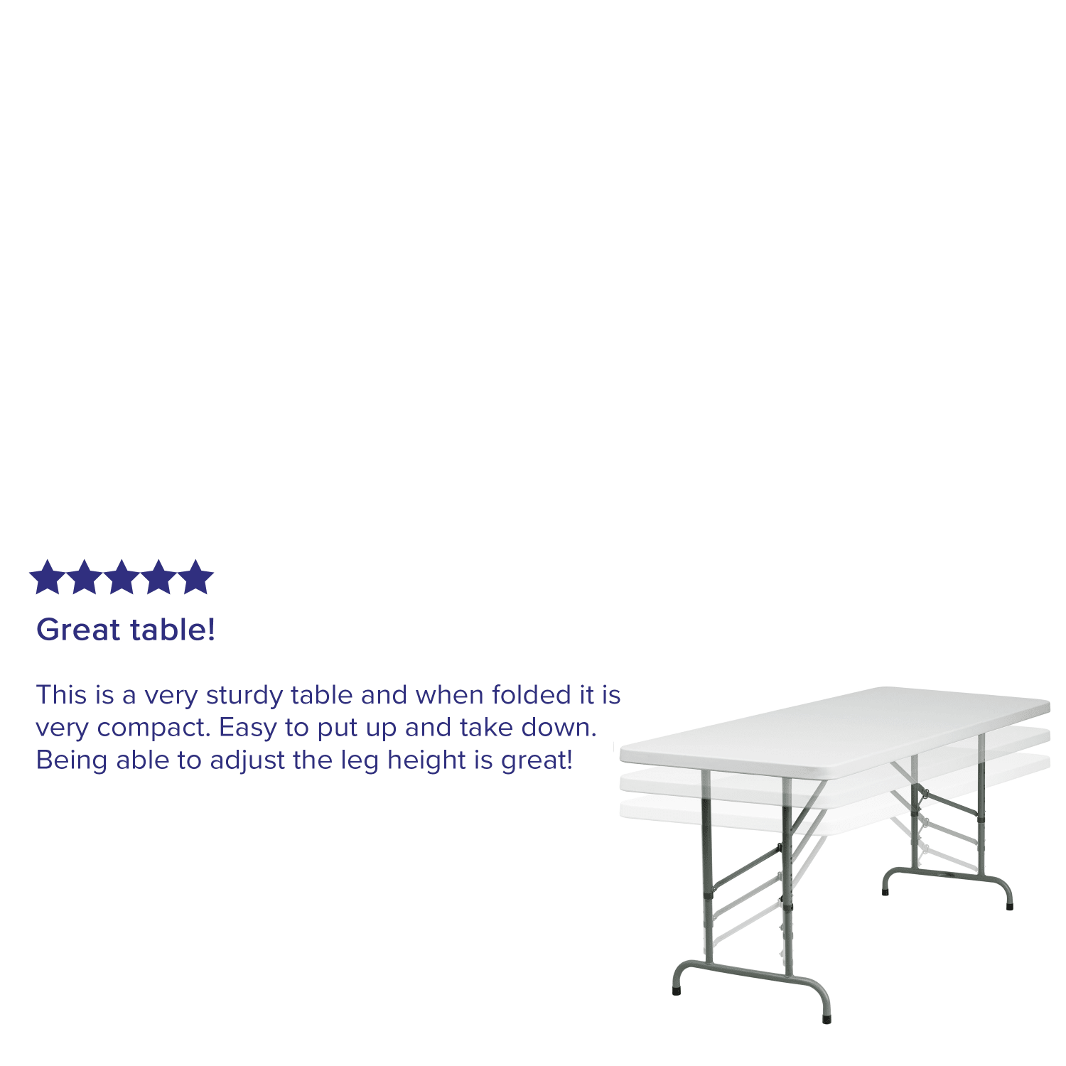 Flash Furniture Height-Adjustable Plastic Folding Table, 32inH x 30inW x 72inD, Granite White - Image 5