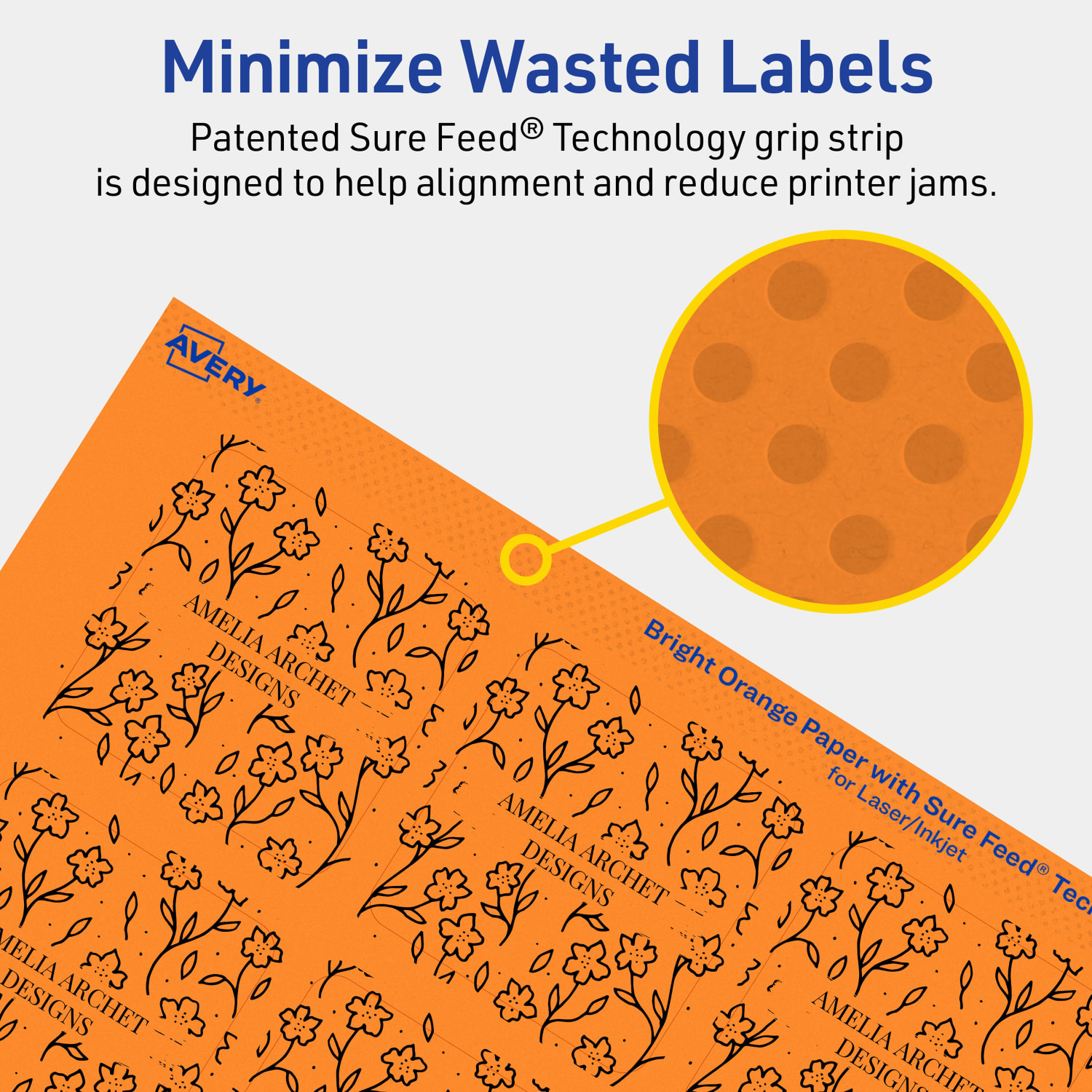 Avery Print-To-The-Edge Labels With Sure Feed Technology And Easy Peel, 94105-BOP10, Square, 2-1/8in x 2-1/8in, Matte Bright Orange, Pack of 120 - Image 5