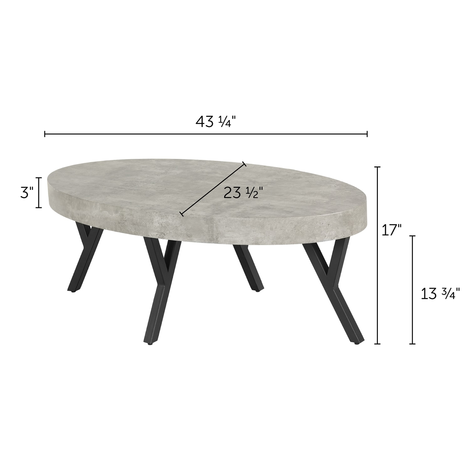 South Shore City Life Coffee Table, 17inH x 23-1/2inW x 43-1/4inD, Concrete - Image 6