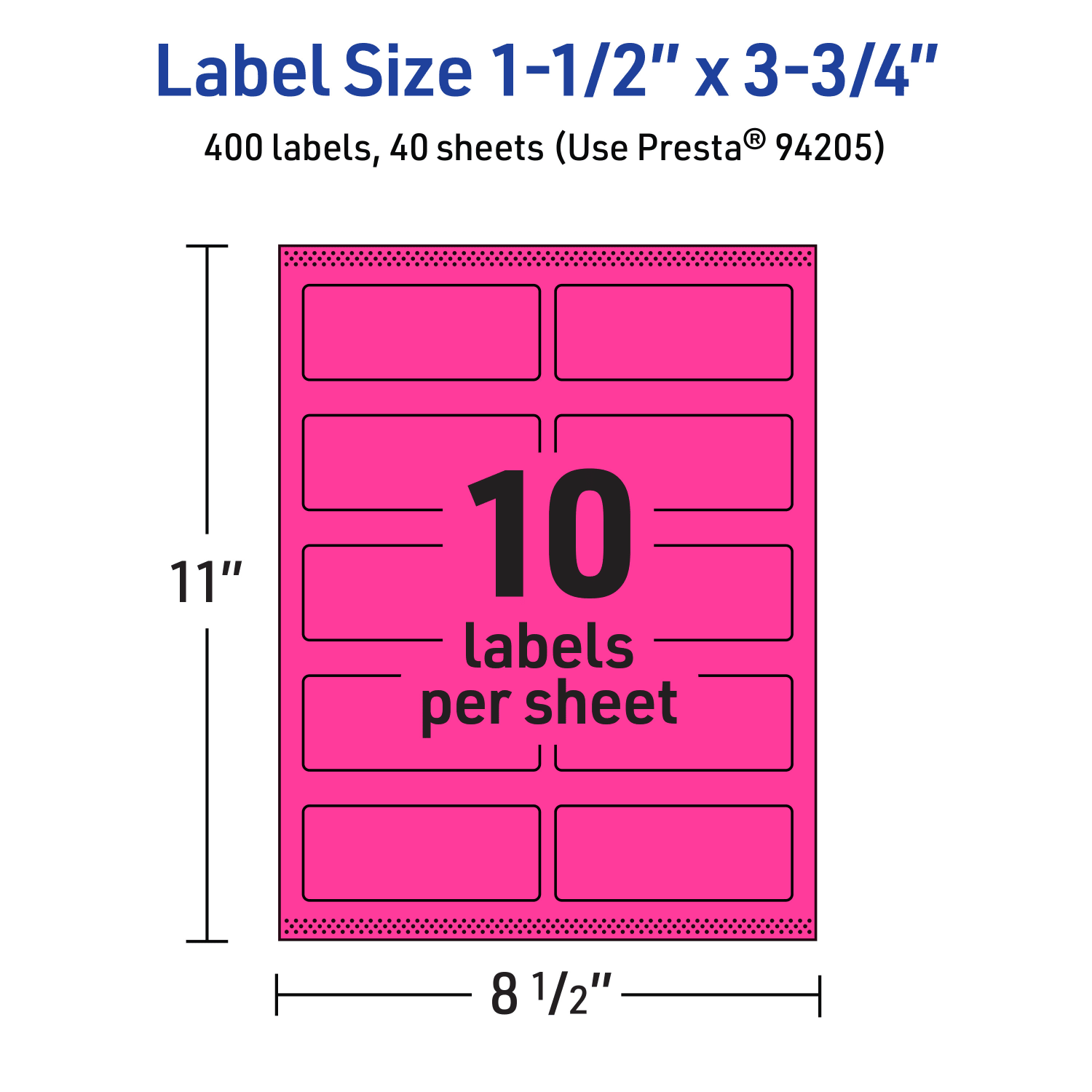 Avery Print-To-The-Edge Labels With Sure Feed Technology And Easy Peel, 94205-NMP40, Rectangle, 1-1/2in x 3-3/4in, Matte Neon Magenta, Pack of 400 - Image 6