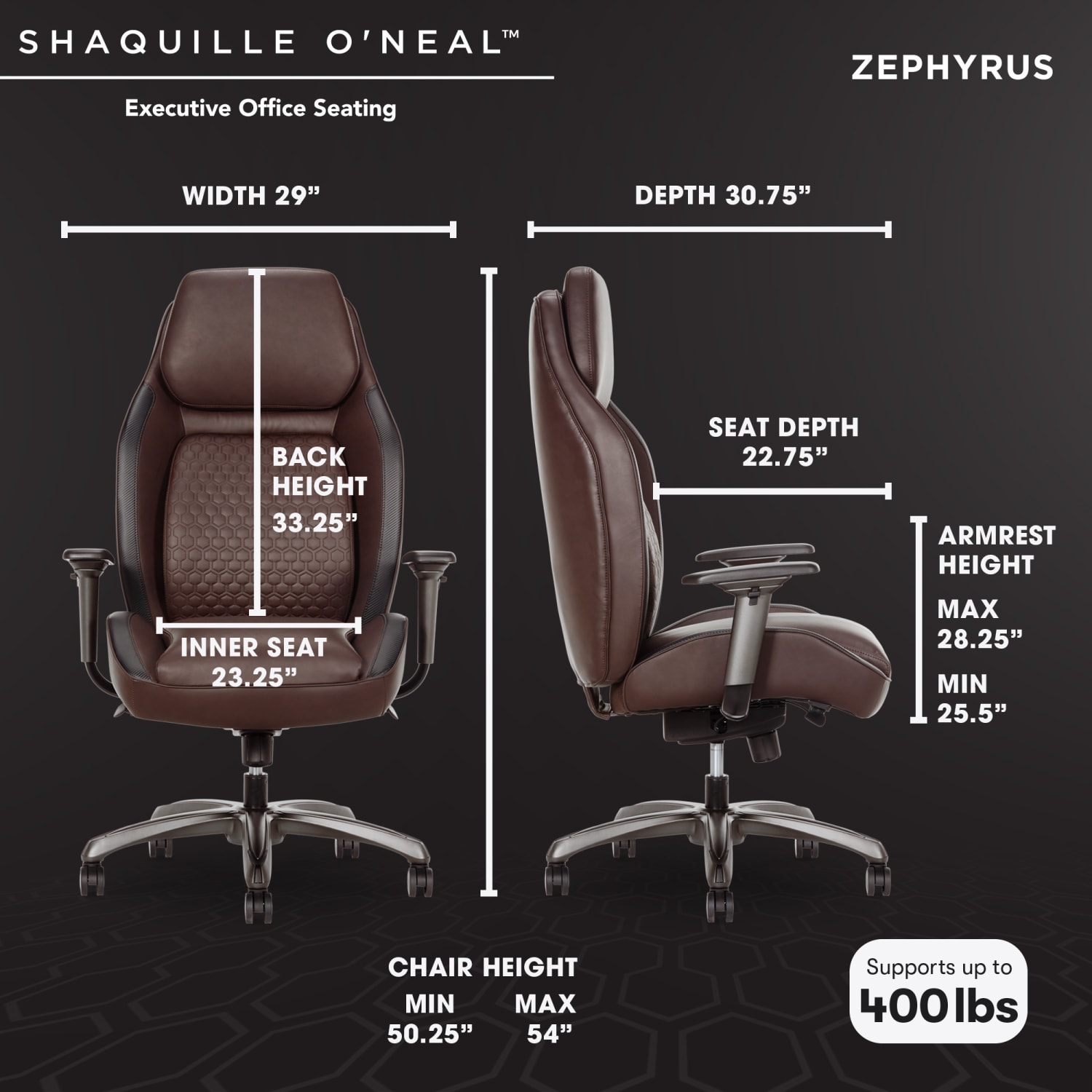 Shaquille ONeal Zephyrus Ergonomic Bonded Leather HighBack Executive Office Chair WalnutSilver BIFMA Compliant PopularChairscom Shaquille O Neal Zephyrus Ergonomic Bonded Leather High Back Executive Office Chair WalnutSilver BIFMA Compliant PopularChairscom