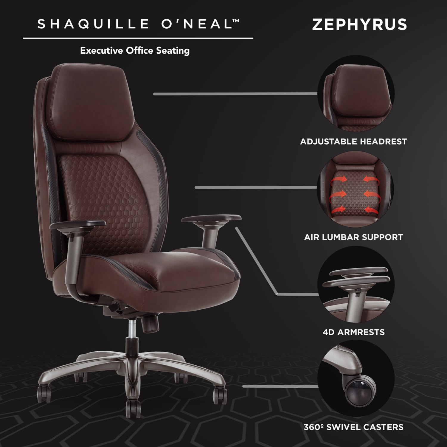 Shaquille ONeal Zephyrus Ergonomic Bonded Leather HighBack Executive Office Chair WalnutSilver BIFMA Compliant PopularChairscom Shaquille O Neal Zephyrus Ergonomic Bonded Leather High Back Executive Office Chair WalnutSilver BIFMA Compliant PopularChairscom