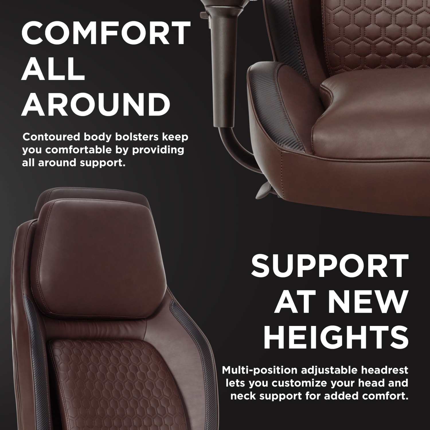 Shaquille O-Neal Zephyrus Ergonomic Bonded Leather High-Back Executive Office Chair, Walnut/Silver, BIFMA Compliant - Image 6
