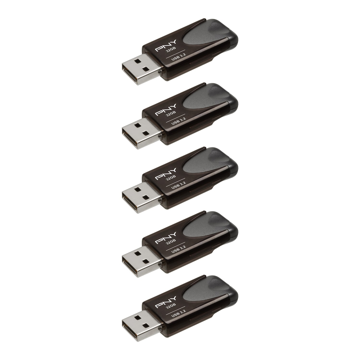 PNY Elite Turbo Attache 4 USB 3.2 Flash Drives, 32 GB, Dark Gray, Pack Of 5 Flash Drives - Image 3