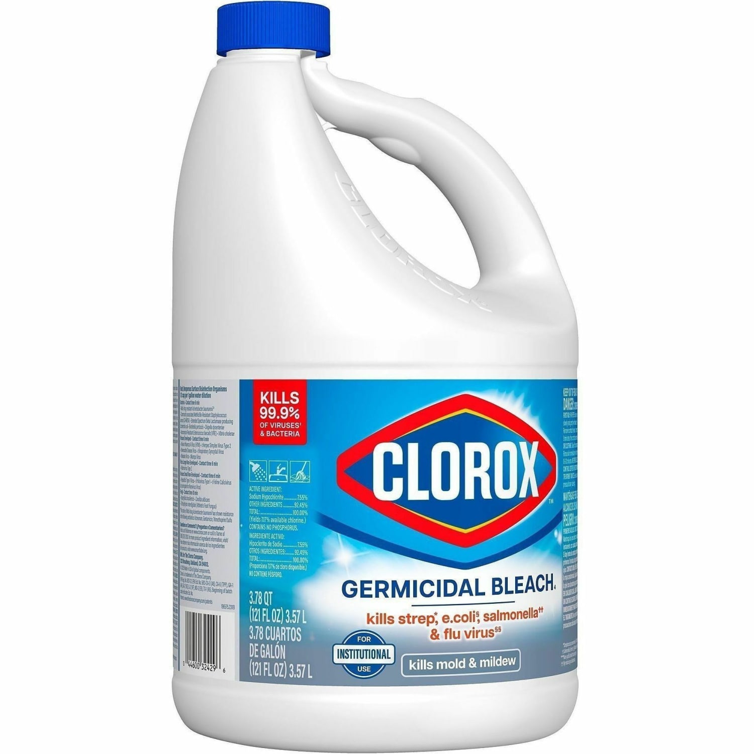 Clorox Germicidal Bleach Concentrate, Regular Scent, 121 Oz, White, Carton Of 3 Jugs - Image 3