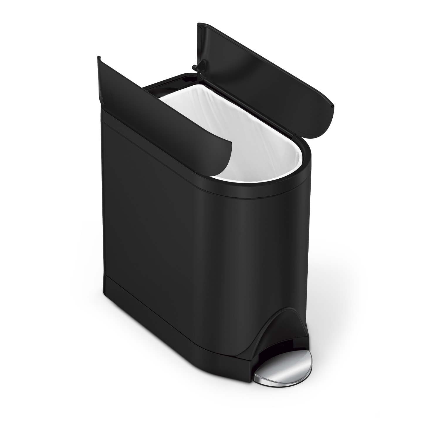 simplehuman Butterfly Step Stainless Steel Trash Can, 2.64 Gallons, 13-3/4inH x 7-3/4inW x 15-5/8inD, Matte Black - Image 4
