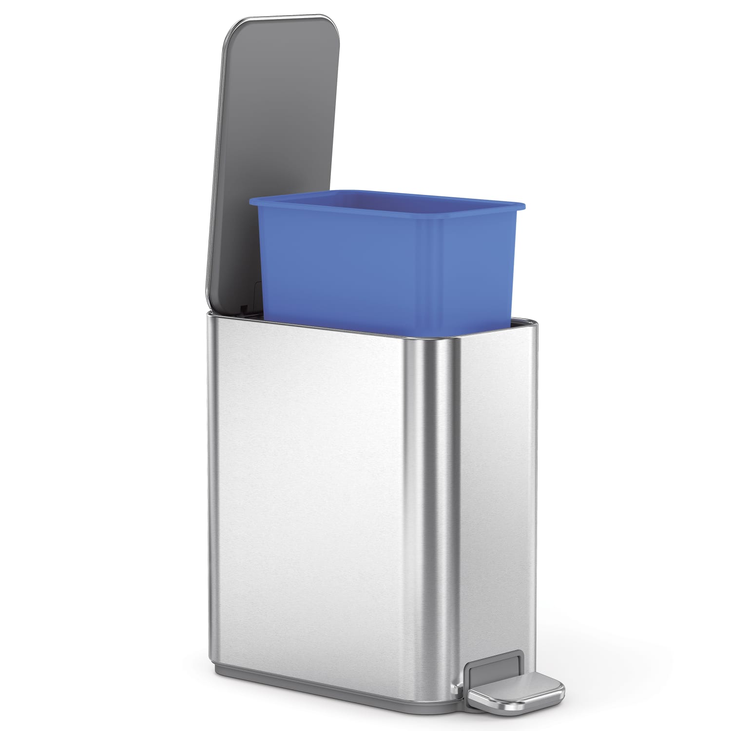 simplehuman Profile Slim Step Trash Can, 1.3 Gallon, 12.2inH x 12.6inD x 6.2inW, Brushed Stainless Steel - Image 4