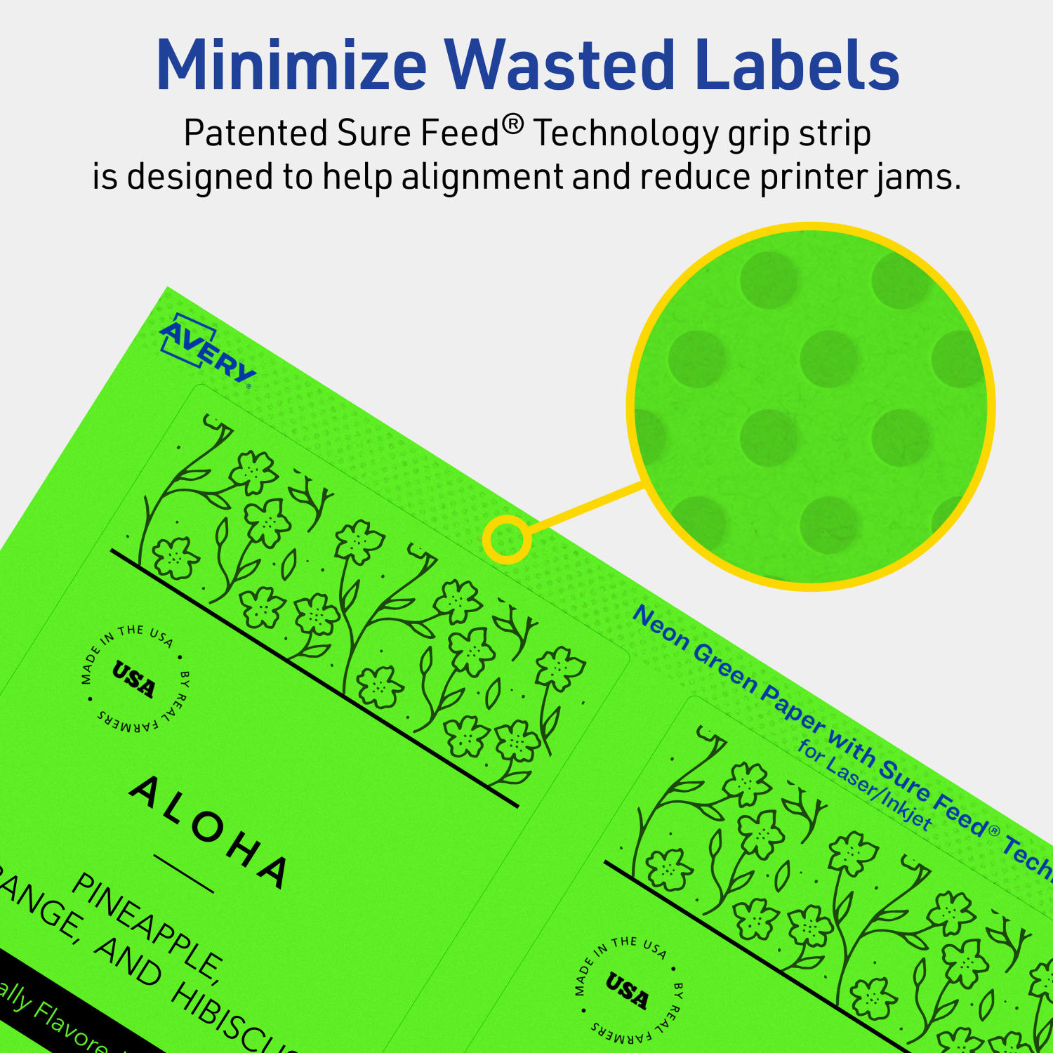 Avery Printable Labels With Sure Feed Technology, 94256-NGP80, Rectangle, 5in x 3-1/2in, Matte Neon Green, Pack of 320 - Image 5